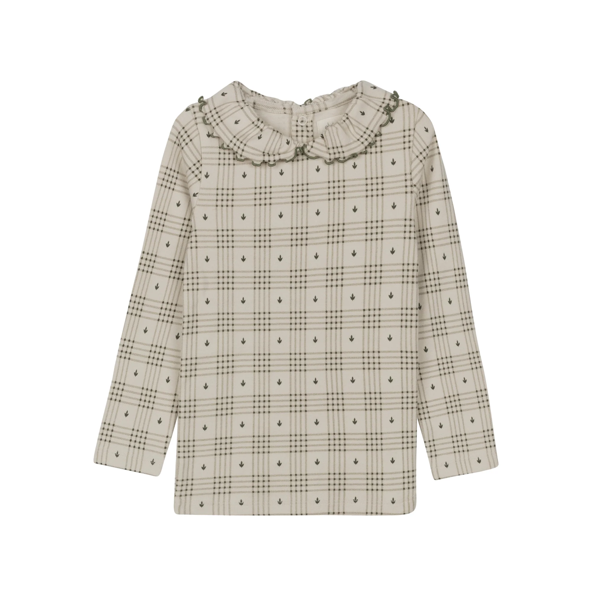 Cotton Floral Plaid Collection - Ruffle Neck Tee
