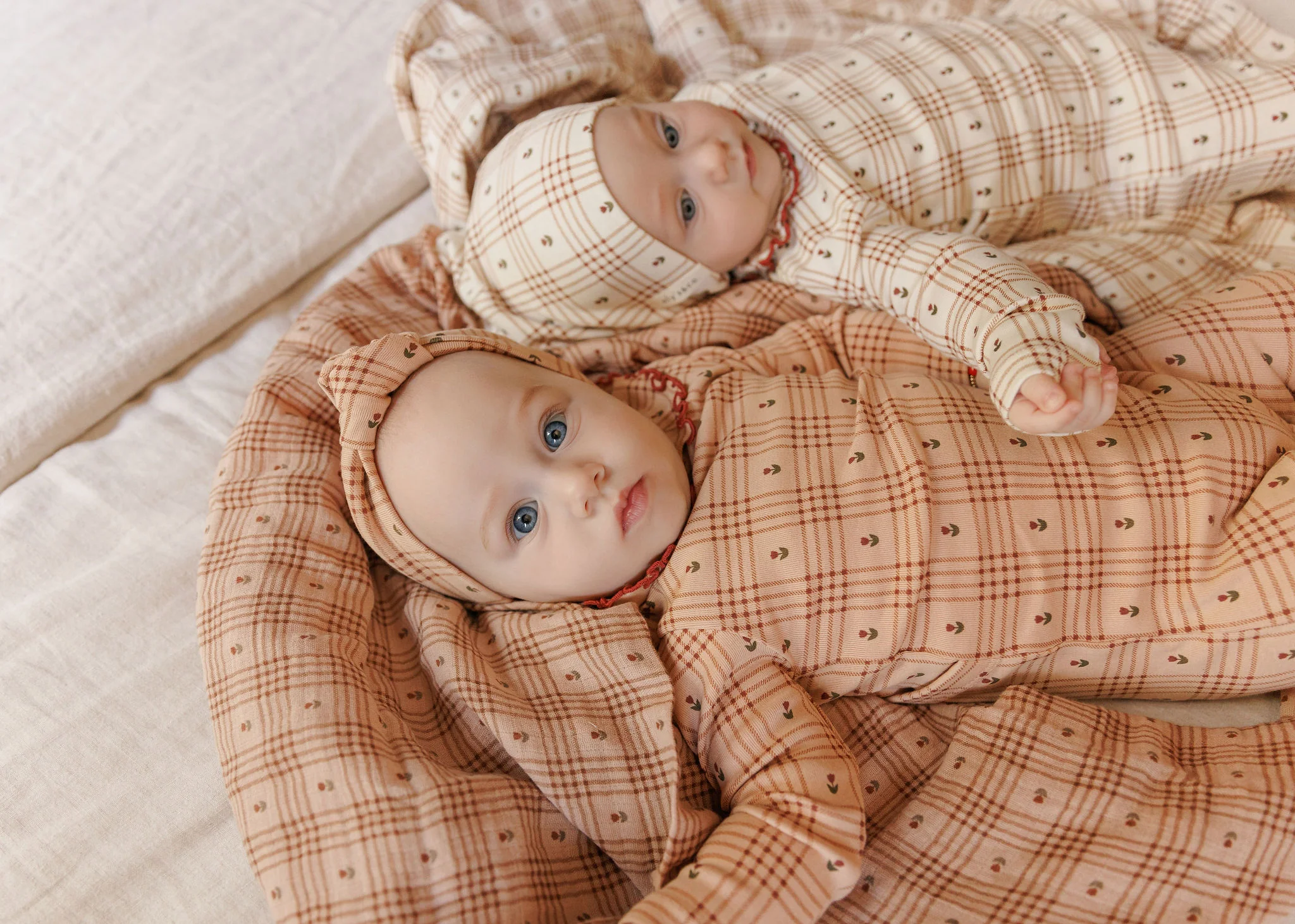 Cotton Floral Plaid Collection - Knot Headband - Image 4