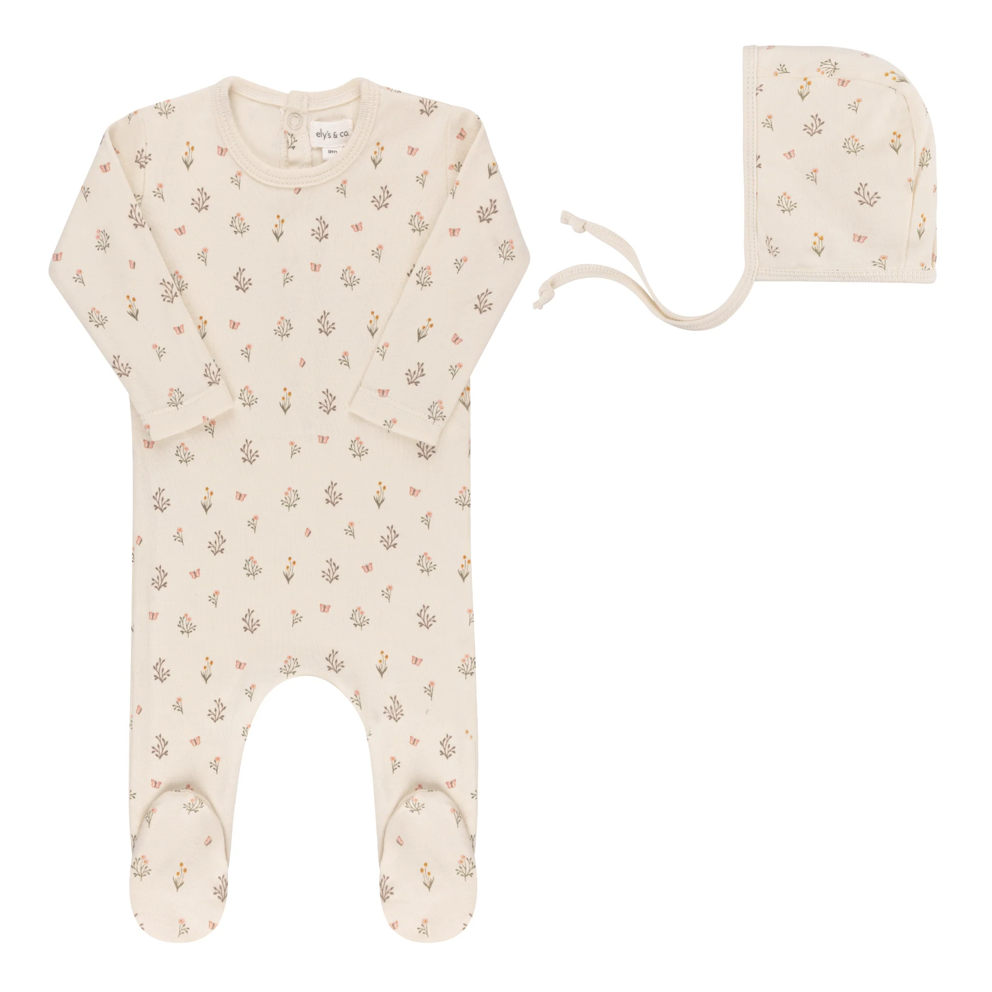 Garden Floral Print Collection - Footie + Bonnet