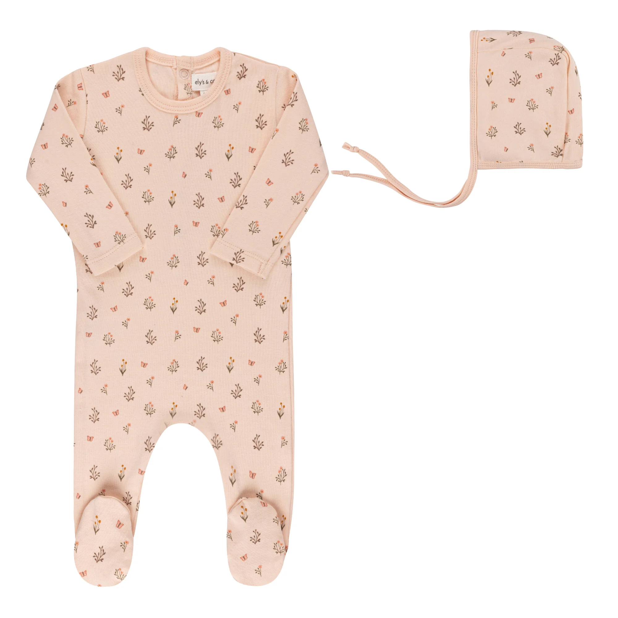 Garden Floral Print Collection - Footie + Bonnet - Image 3