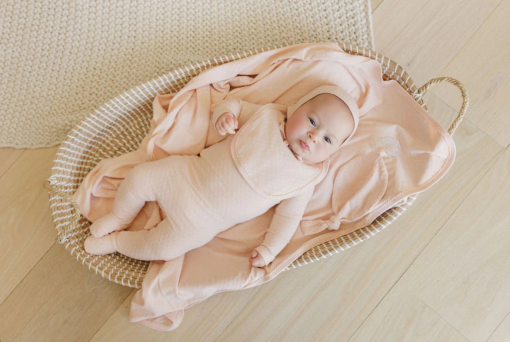 Heart and Star Button Pointelle Collection - Footie + Bonnet - Image 13
