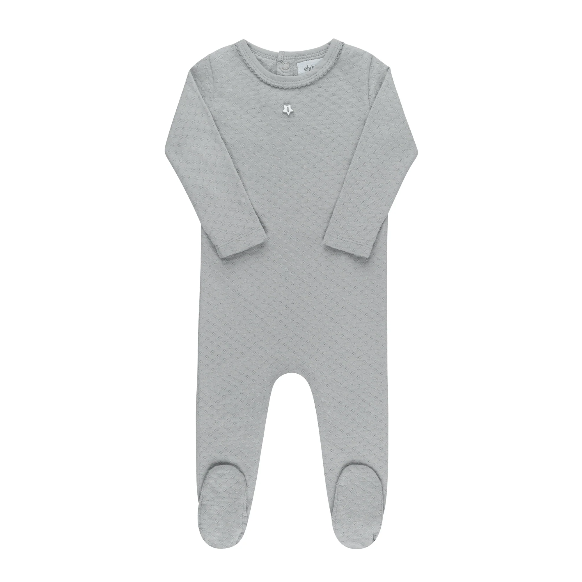 Heart and Star Button Pointelle Collection - Footie