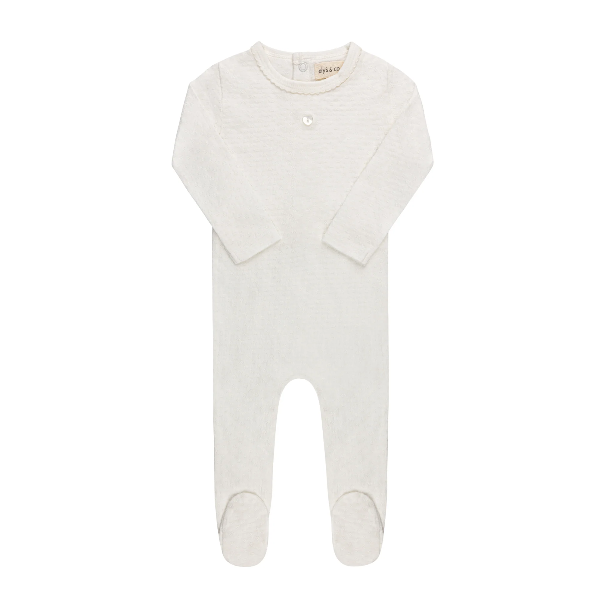 Heart and Star Button Pointelle Collection - Footie - Image 3