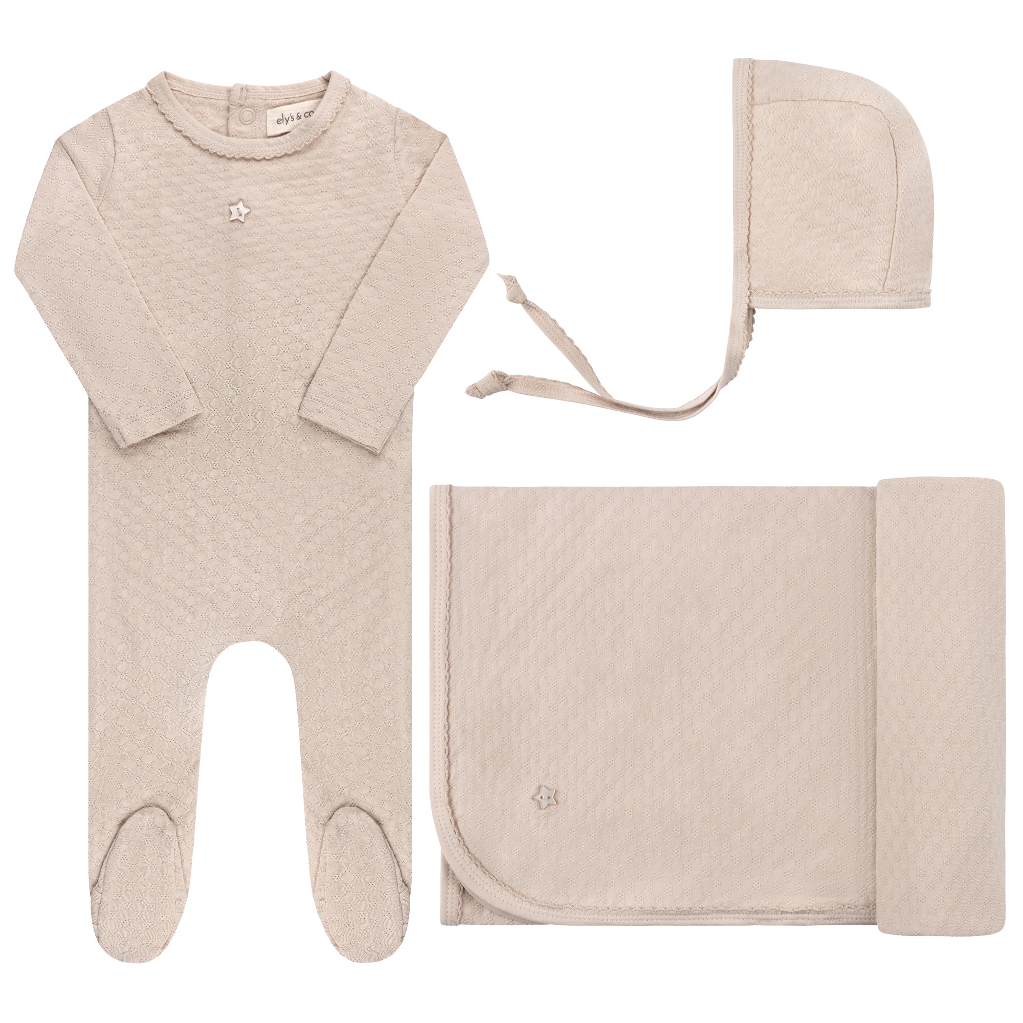 Heart and Star Button Pointelle Collection - Take Me Home Set