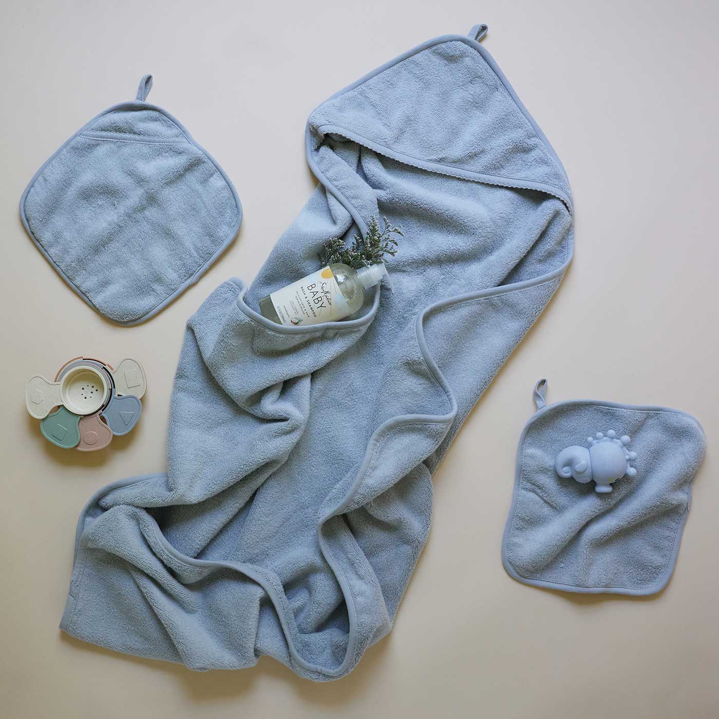 Misty Blue Hooded Towel & Washcloth - Image 11