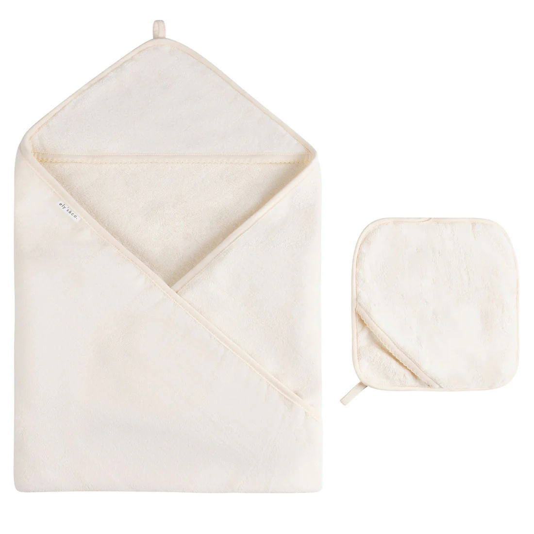 Cream Hooded Towel & Washcloth - Image 6