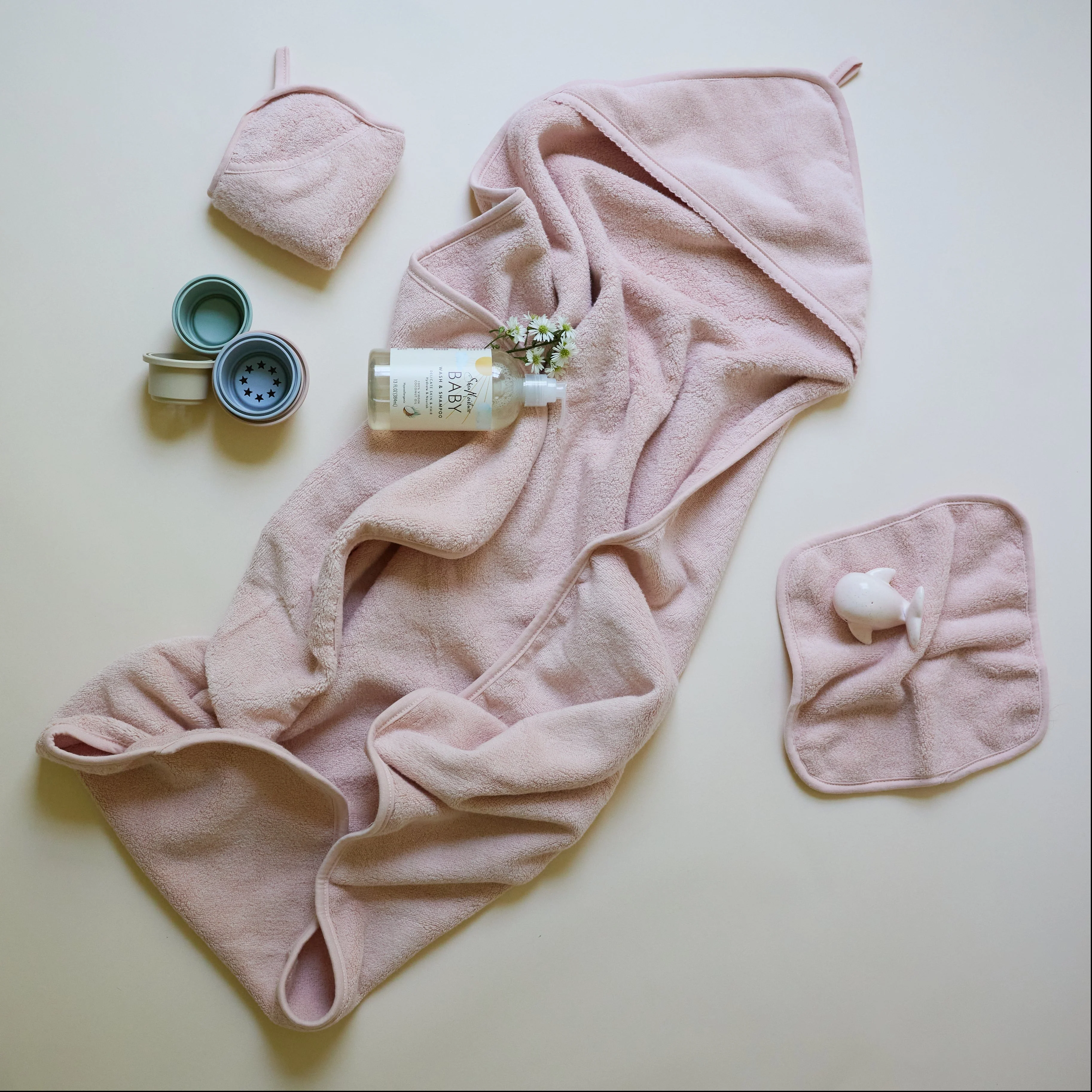 Pink Hooded Towel & Washcloth - Image 6