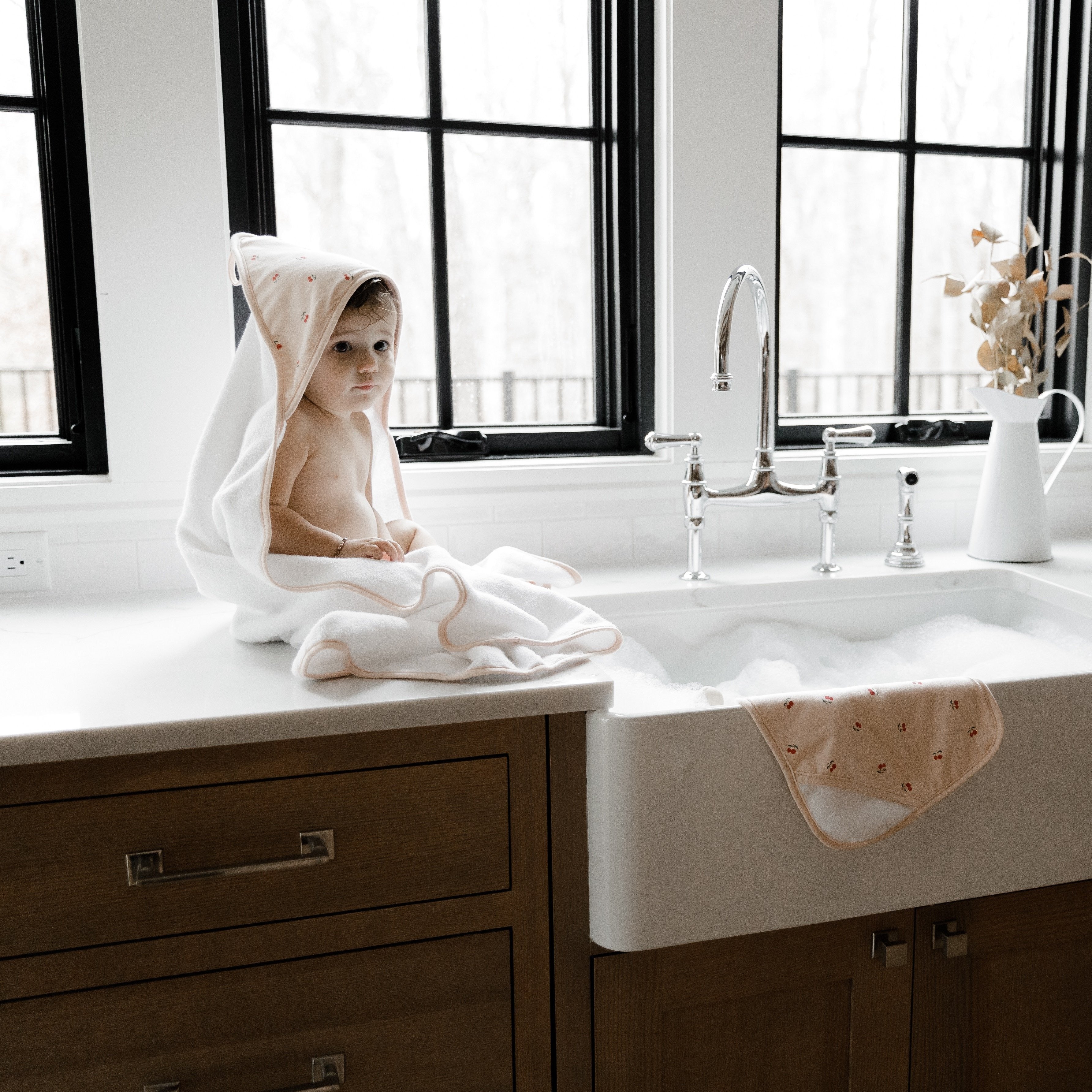 Pink Cherries Hooded Towel & Washcloth - Image 7