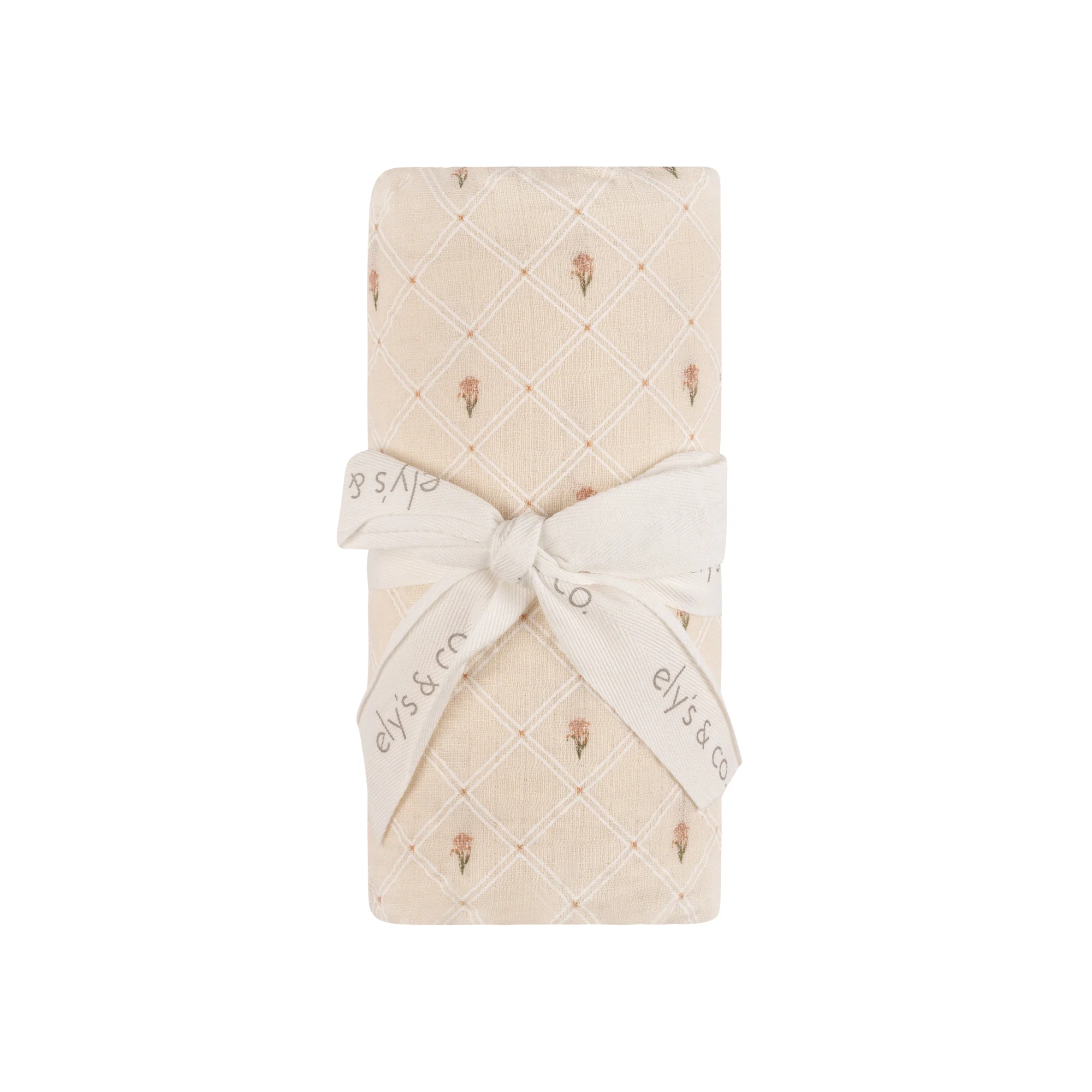 Jersey Cotton Floral Grid Collection - Muslin Swaddle