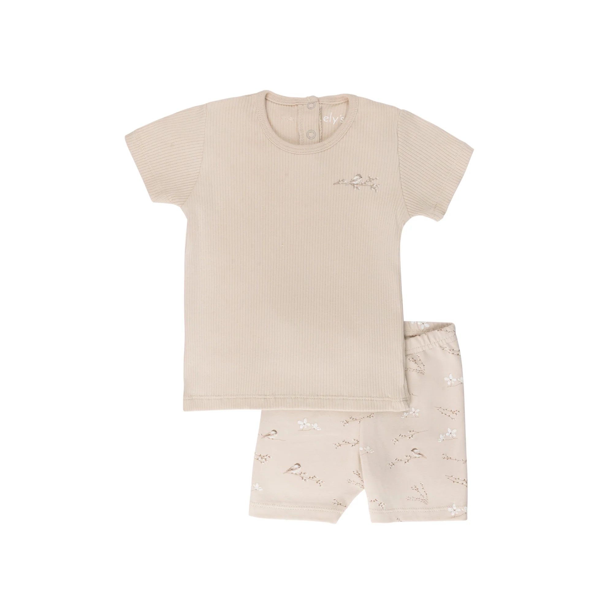 Jersey Cotton - Vintage Birds Collection- Ribbed Tee & Bottoms - Image 3