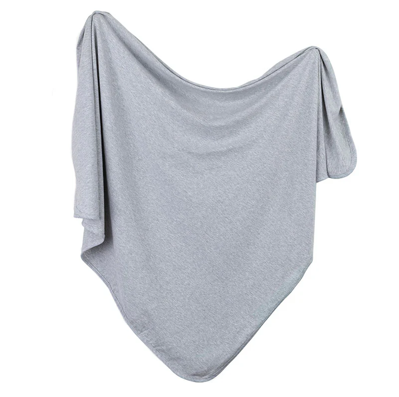Jersey Knit Heather Grey Cotton Swaddle and Beanie Gift Set - Image 2
