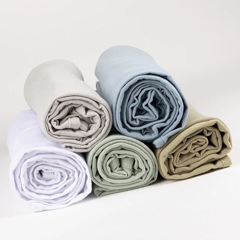 Jersey Knit Dusty Blue Cotton Swaddle and Beanie Gift Set - Image 4