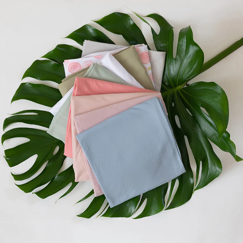 Jersey Knit Dusty Blue Cotton Swaddle and Beanie Gift Set - Image 5