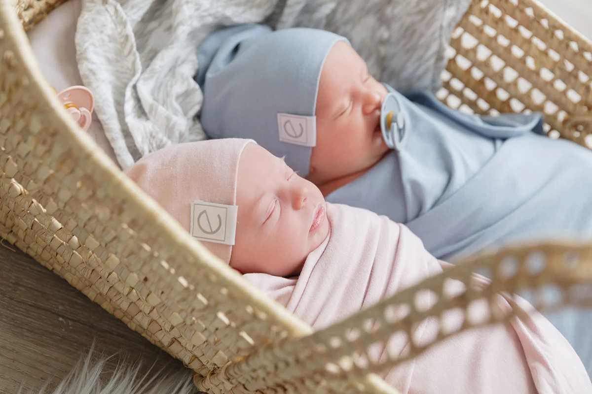 Jersey Knit Pink Cotton Swaddle Blanket and Beanie Gift Set - Image 3