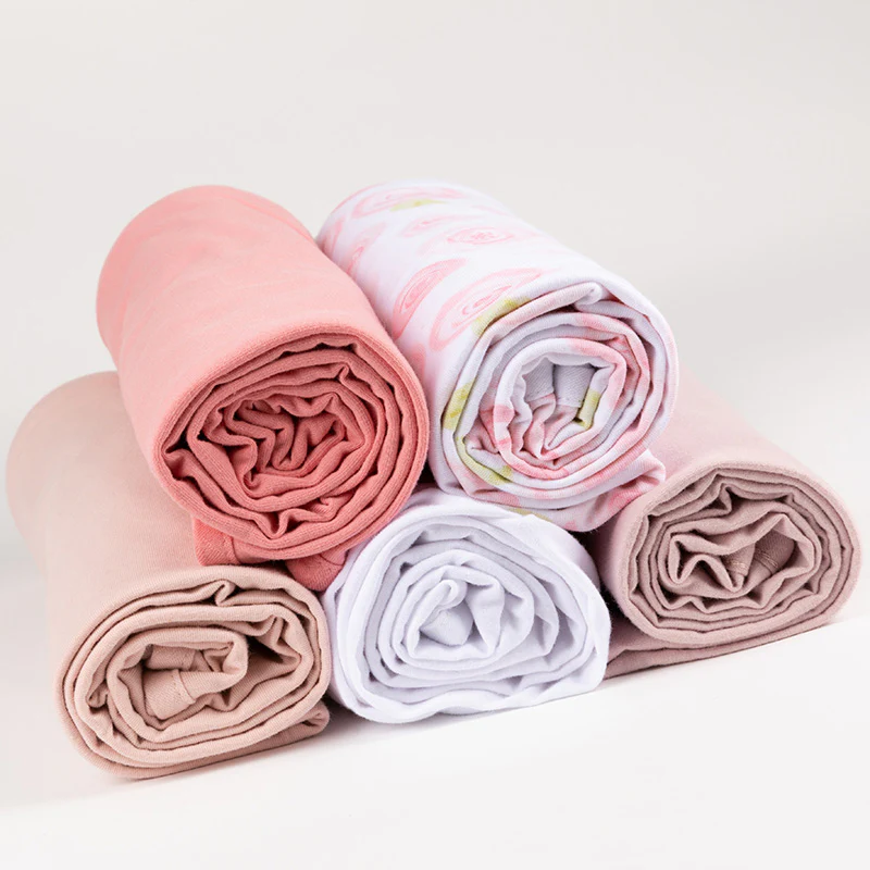 Jersey Knit Pink Cotton Swaddle Blanket and Beanie Gift Set - Image 6