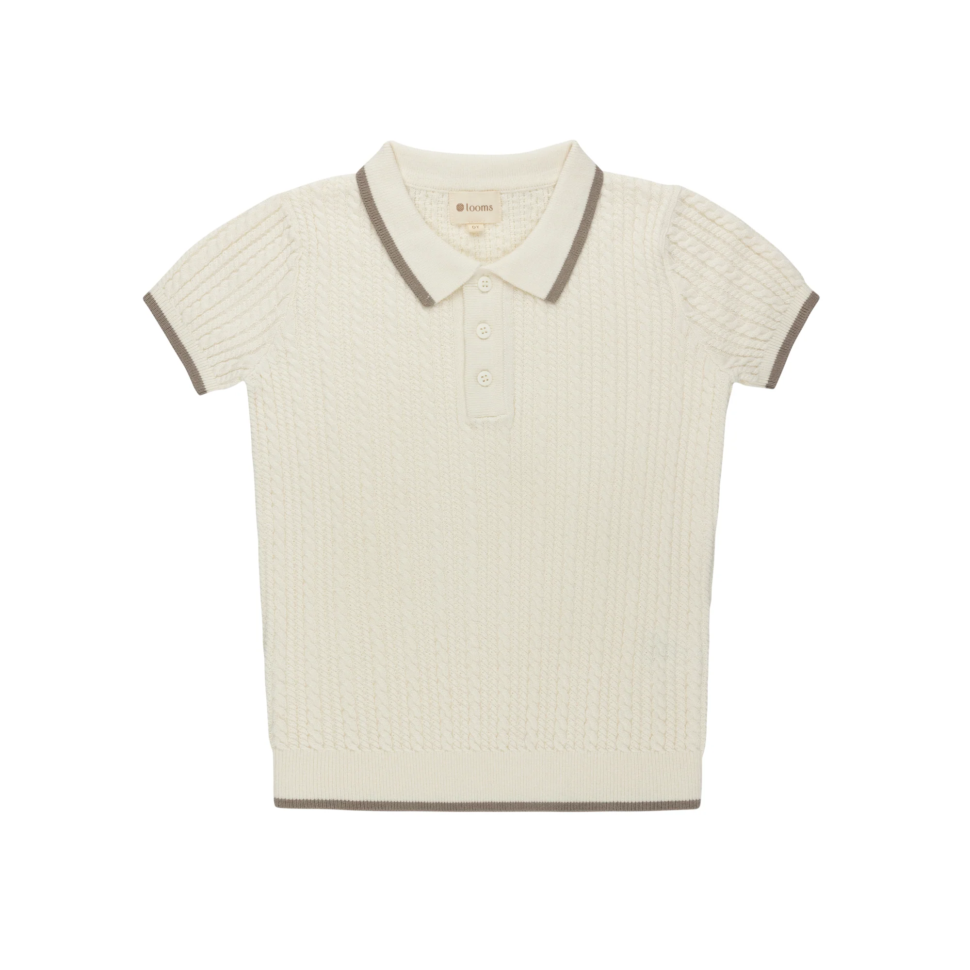 Boys Cable Knit Polo – Ivory – Keepsake Collection