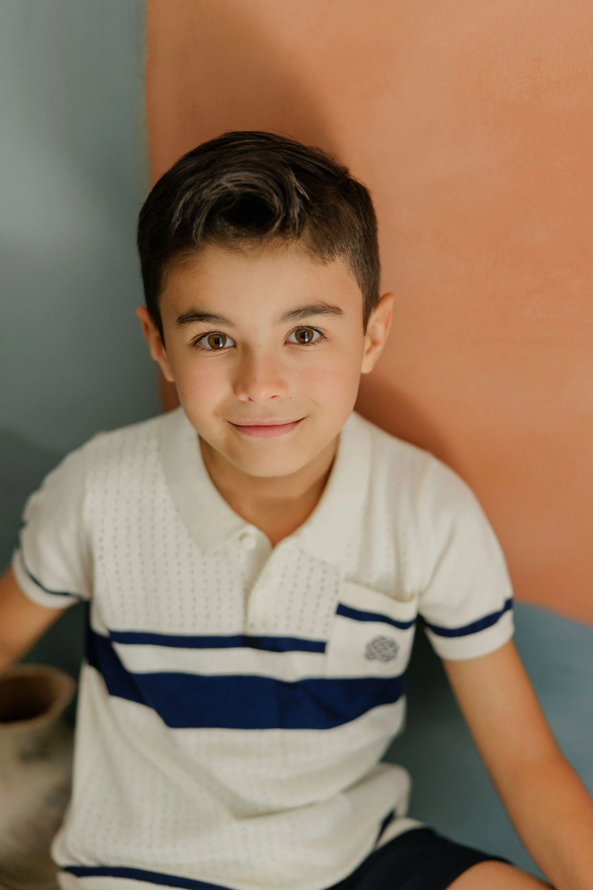 Boys Mesh Knit Polo – Ivory – Storybook Collection - Image 2