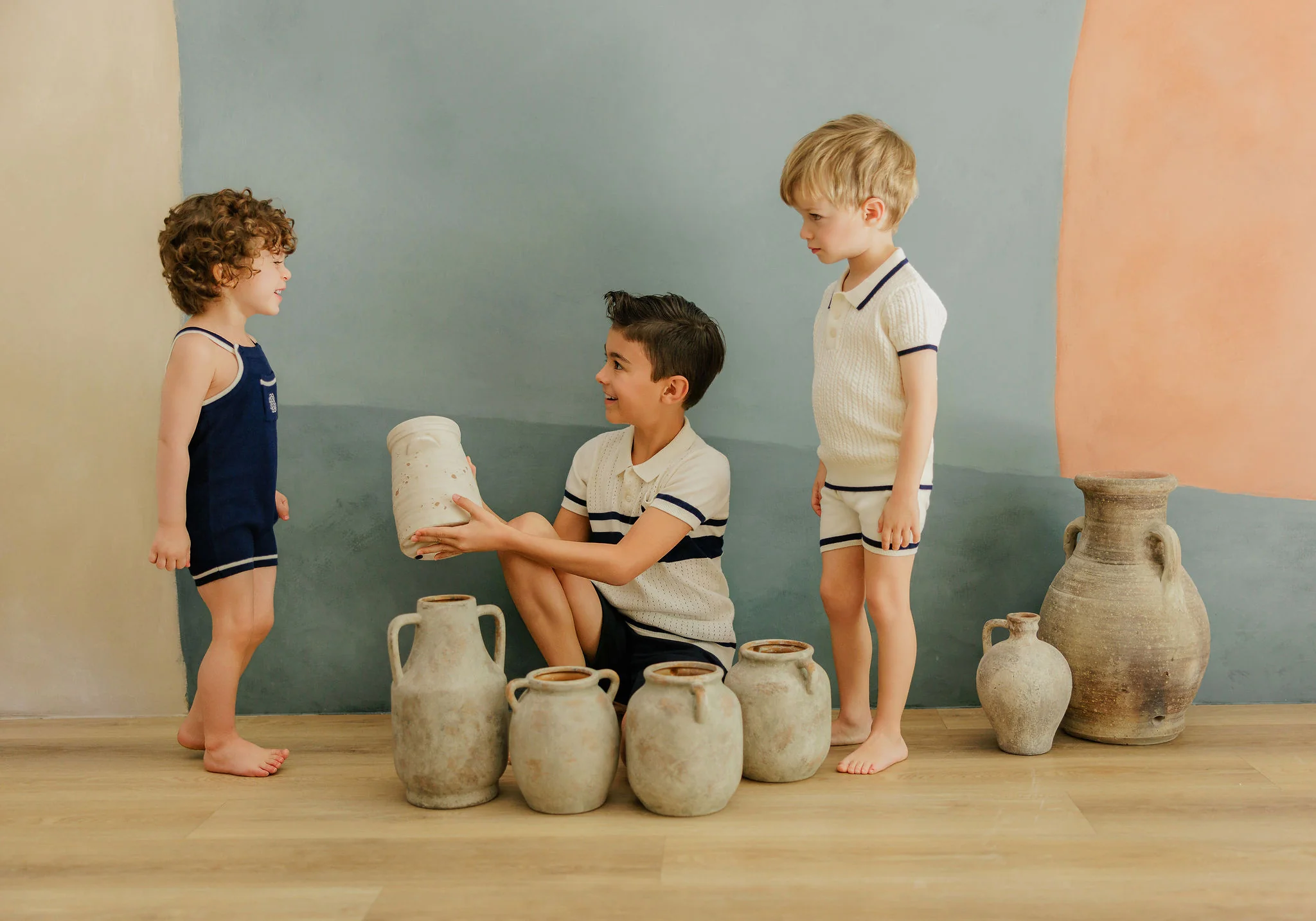 Boys Mesh Knit Romper – Navy – Storybook Collection - Image 5