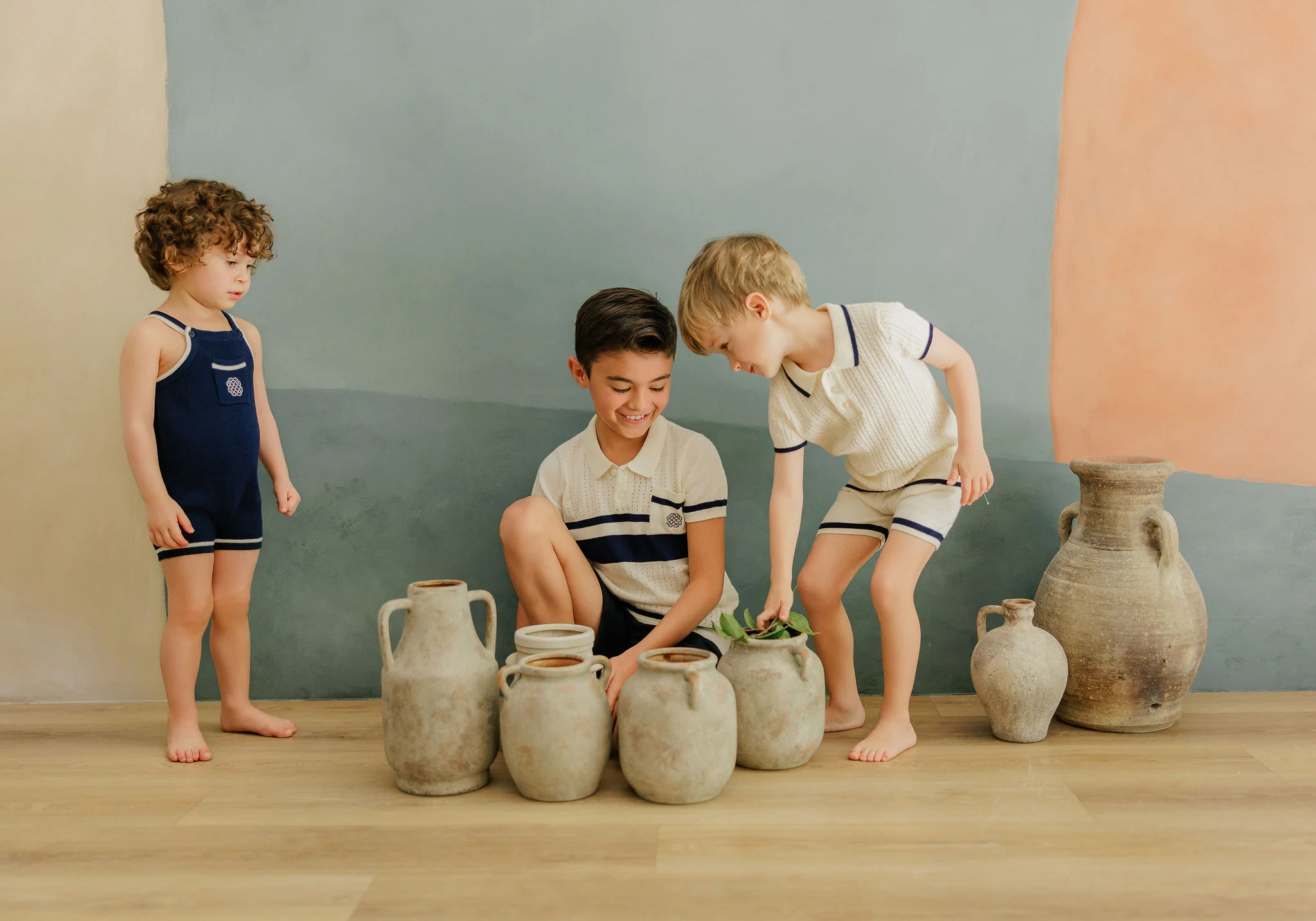 Boys Mesh Knit Romper – Navy – Storybook Collection - Image 6