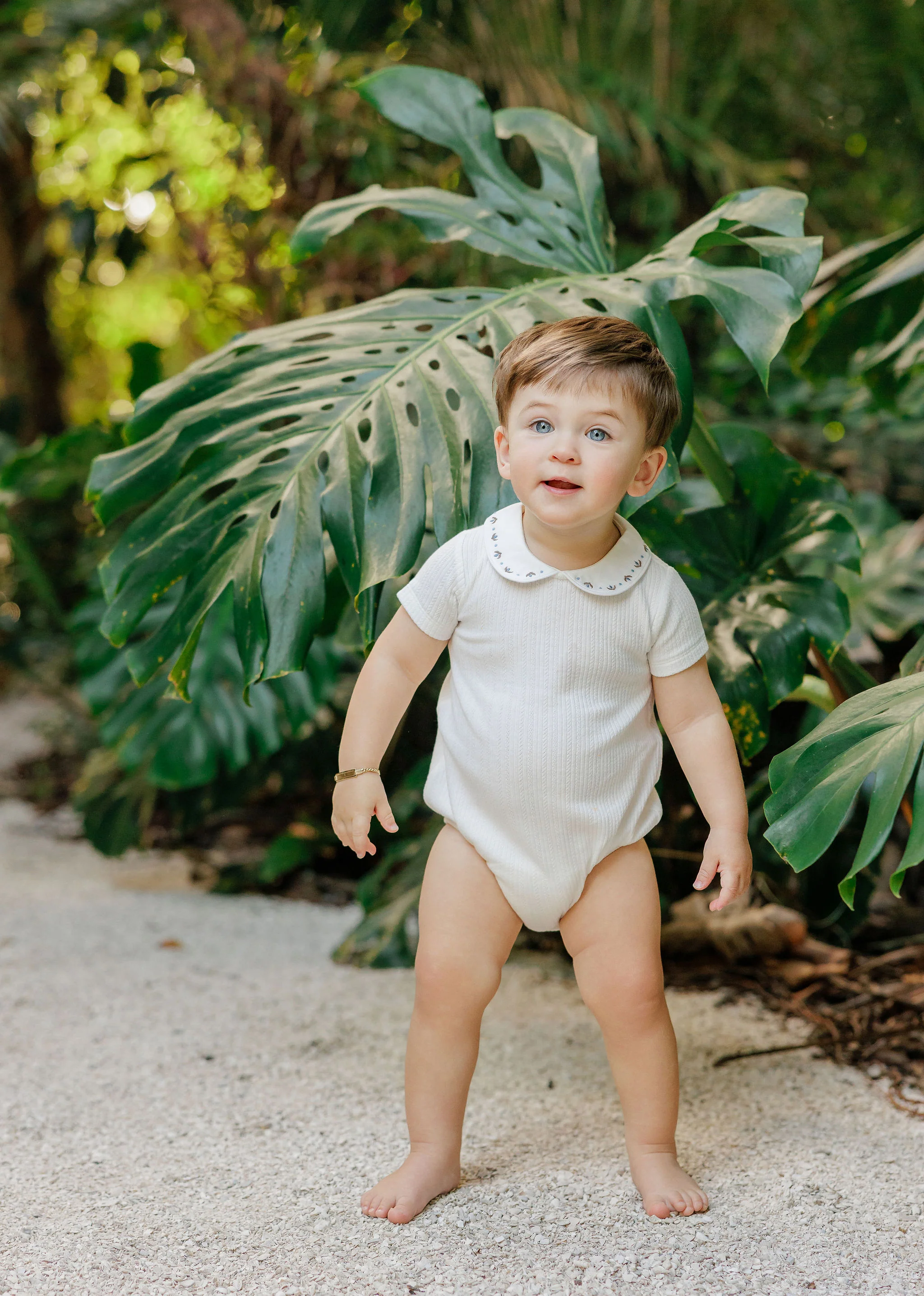 Boys Romper – Ivory/Blue – Keepsake Collection - Image 2
