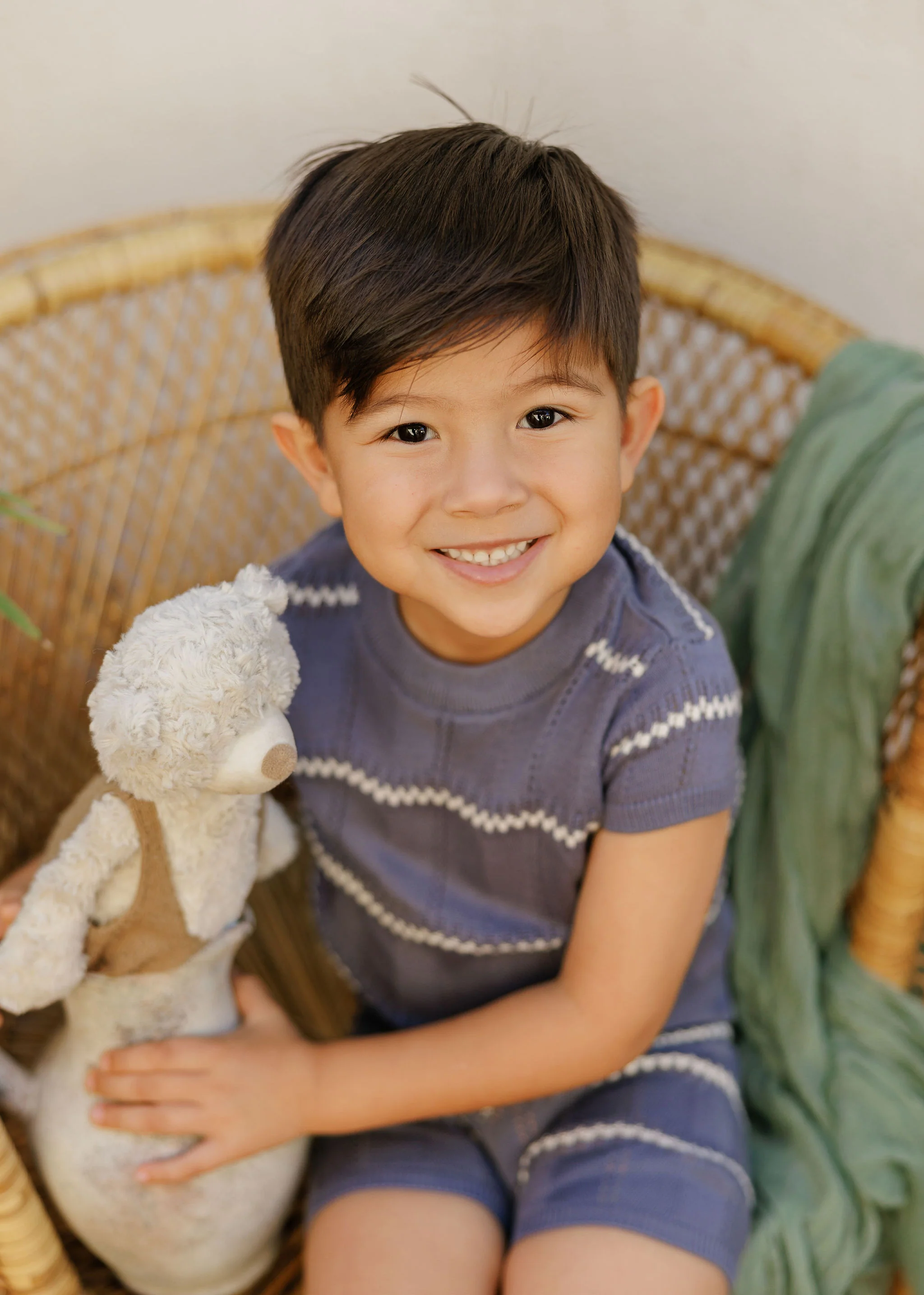 Boys Wave Knit 2 Piece Set – Blue/Ivory – Holland Collection - Image 4