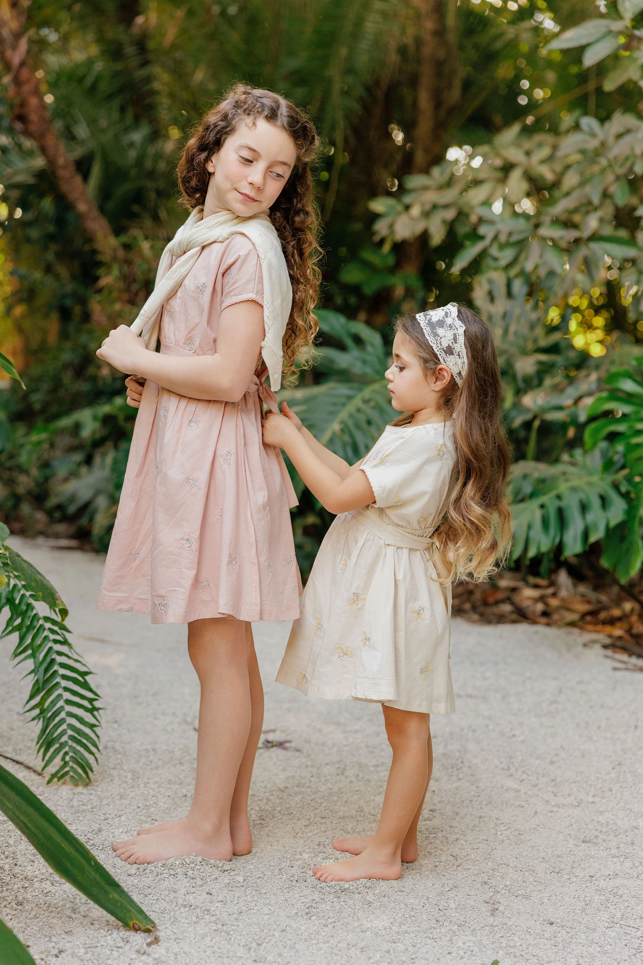 Girls Embroidered Floral Short Sleeve Dress – Ivory – Holland Collection - Image 3