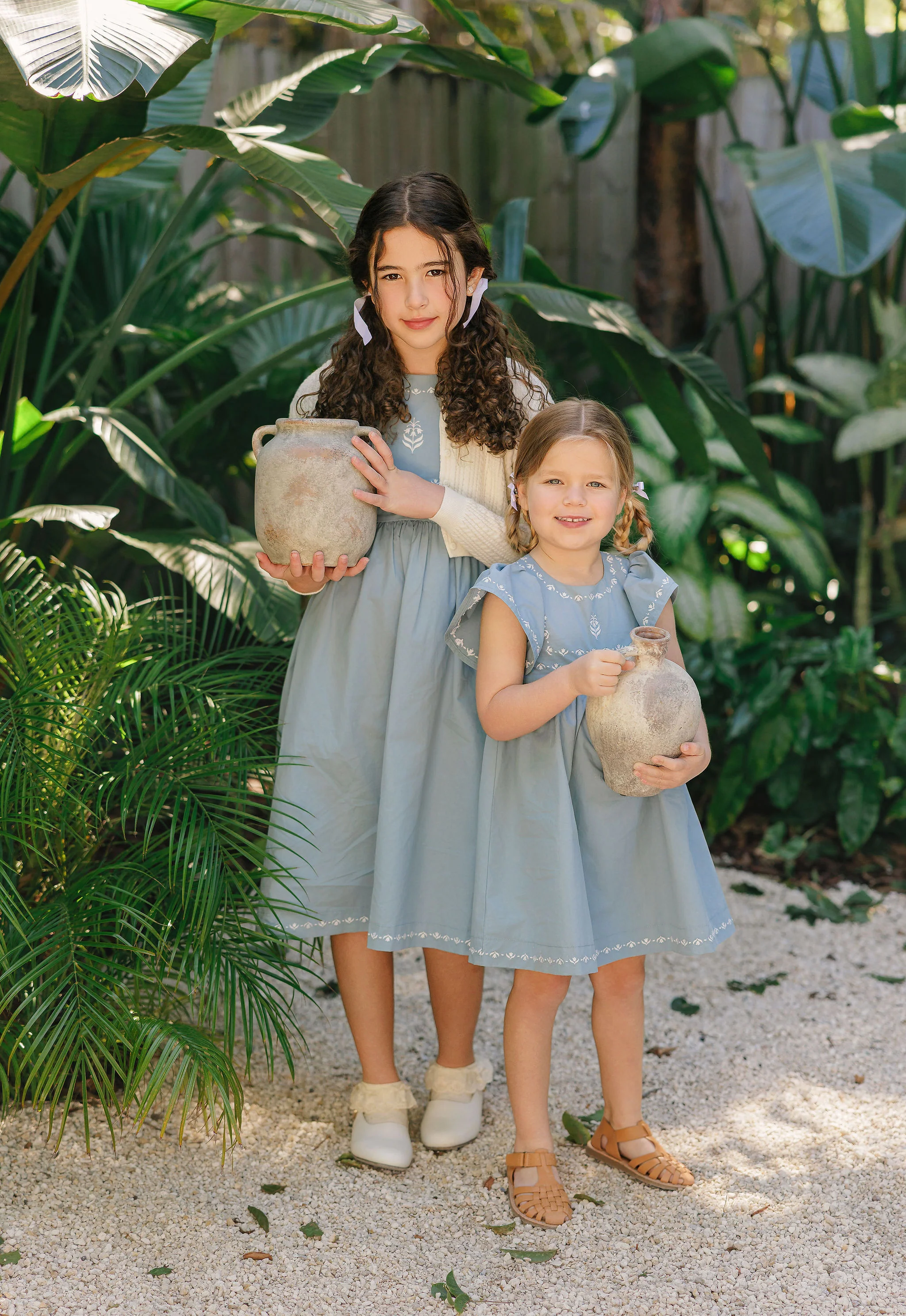 Girls Embroidered Trim Short Sleeve Dress – Blue – Keepsake Collection - Image 7