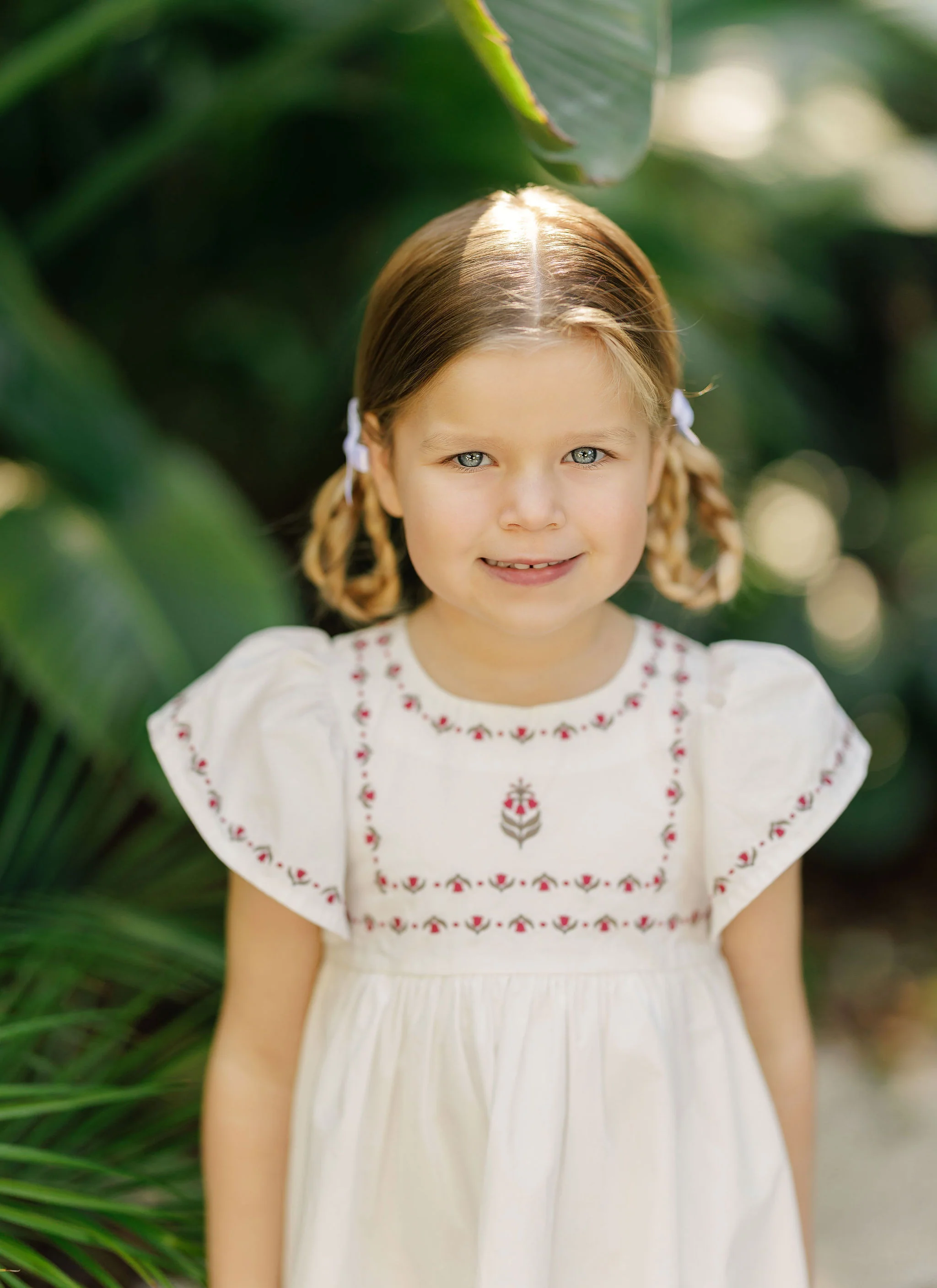 Girls Embroidered Trim Short Sleeve Dress – Ivory – Keepsake Collection - Image 2