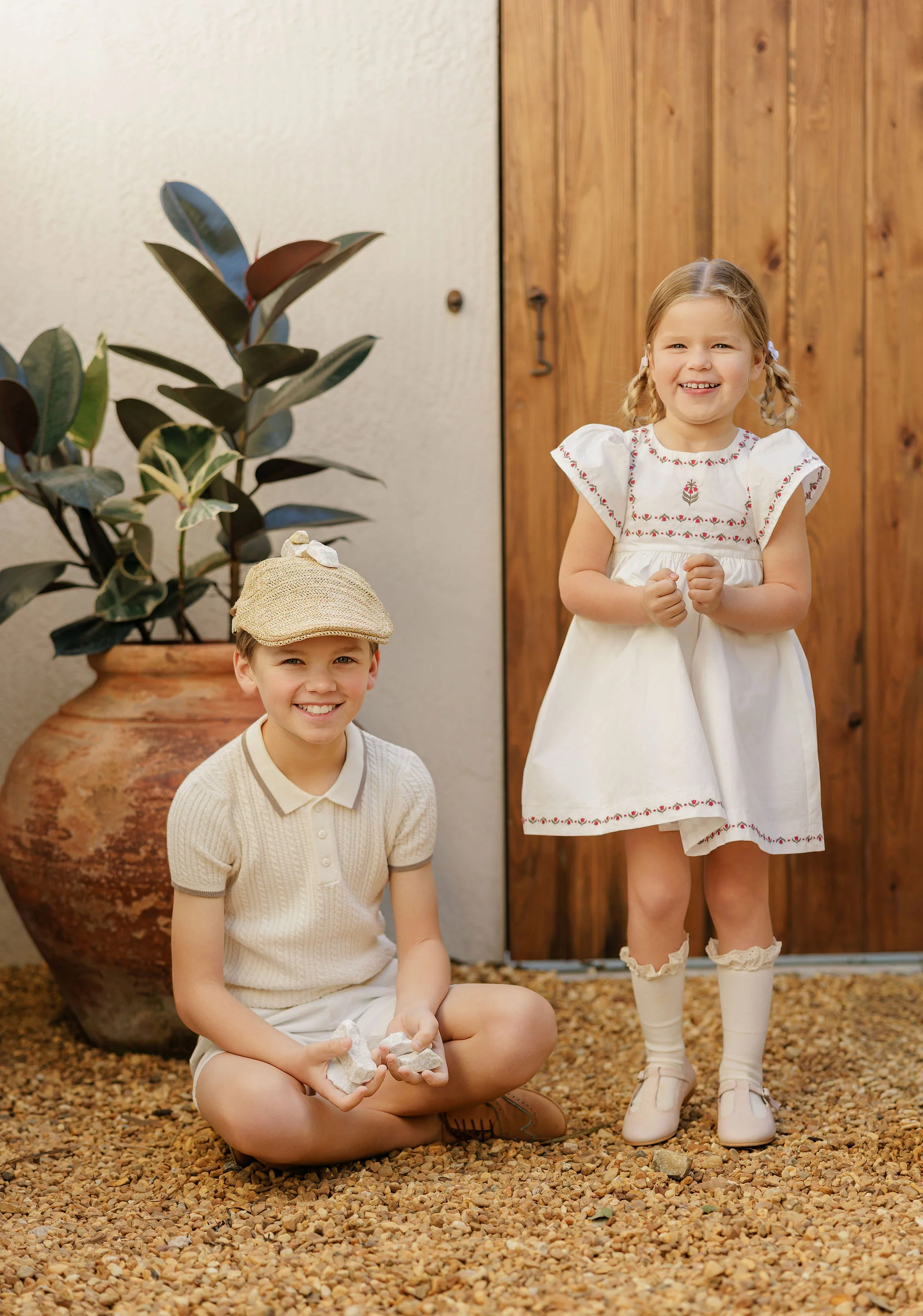 Girls Embroidered Trim Short Sleeve Dress – Ivory – Keepsake Collection - Image 3