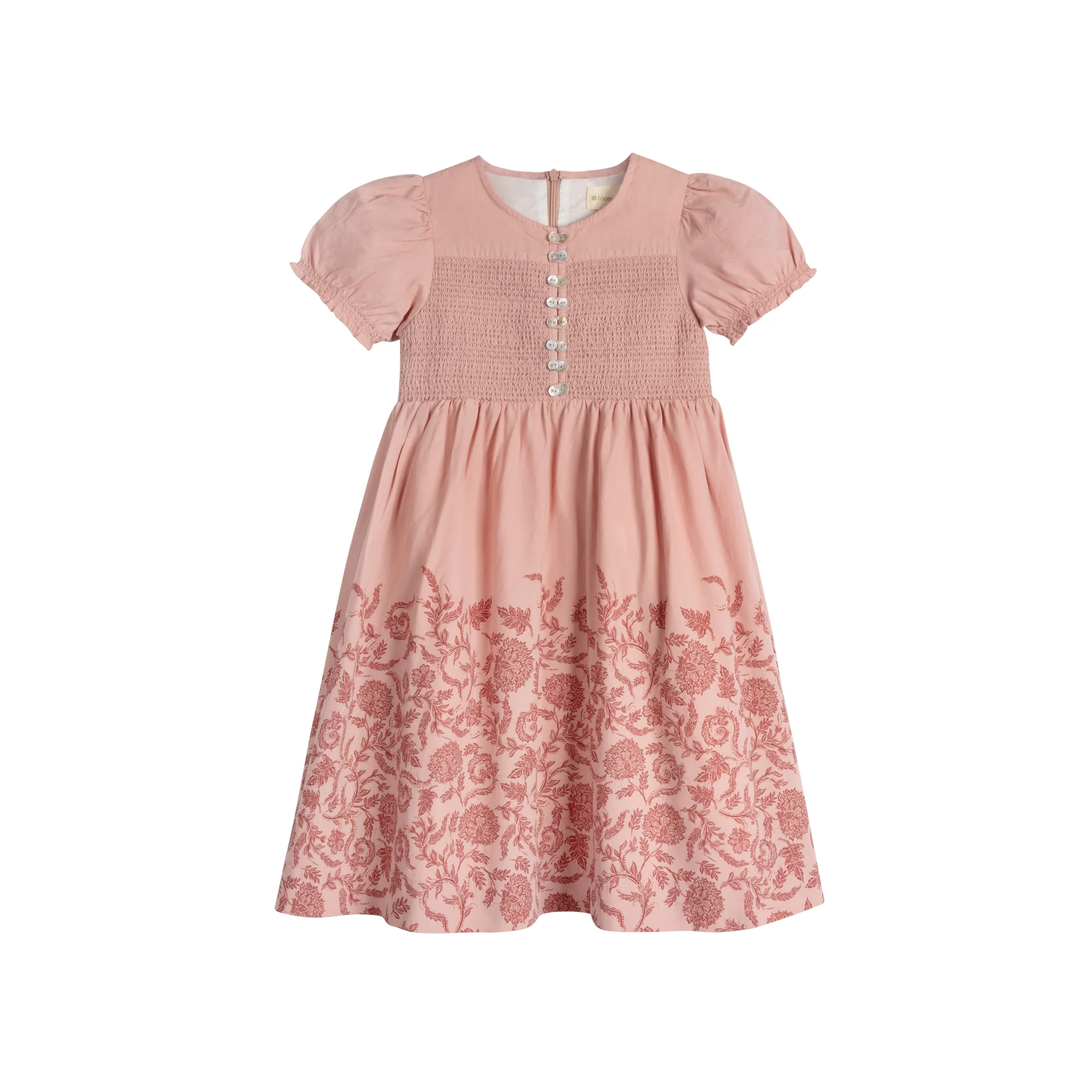 Girls Smocked Floral Dress – Pink/Red – Storybook Collection - Image 3