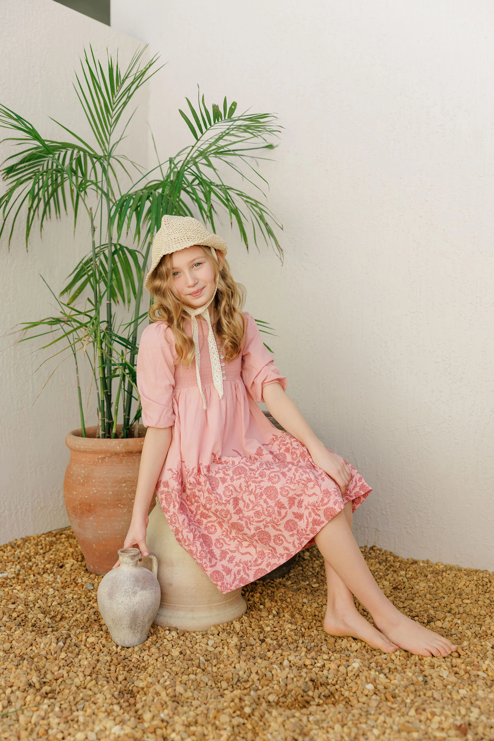 Girls Smocked Floral Dress – Pink/Red – Storybook Collection - Image 4