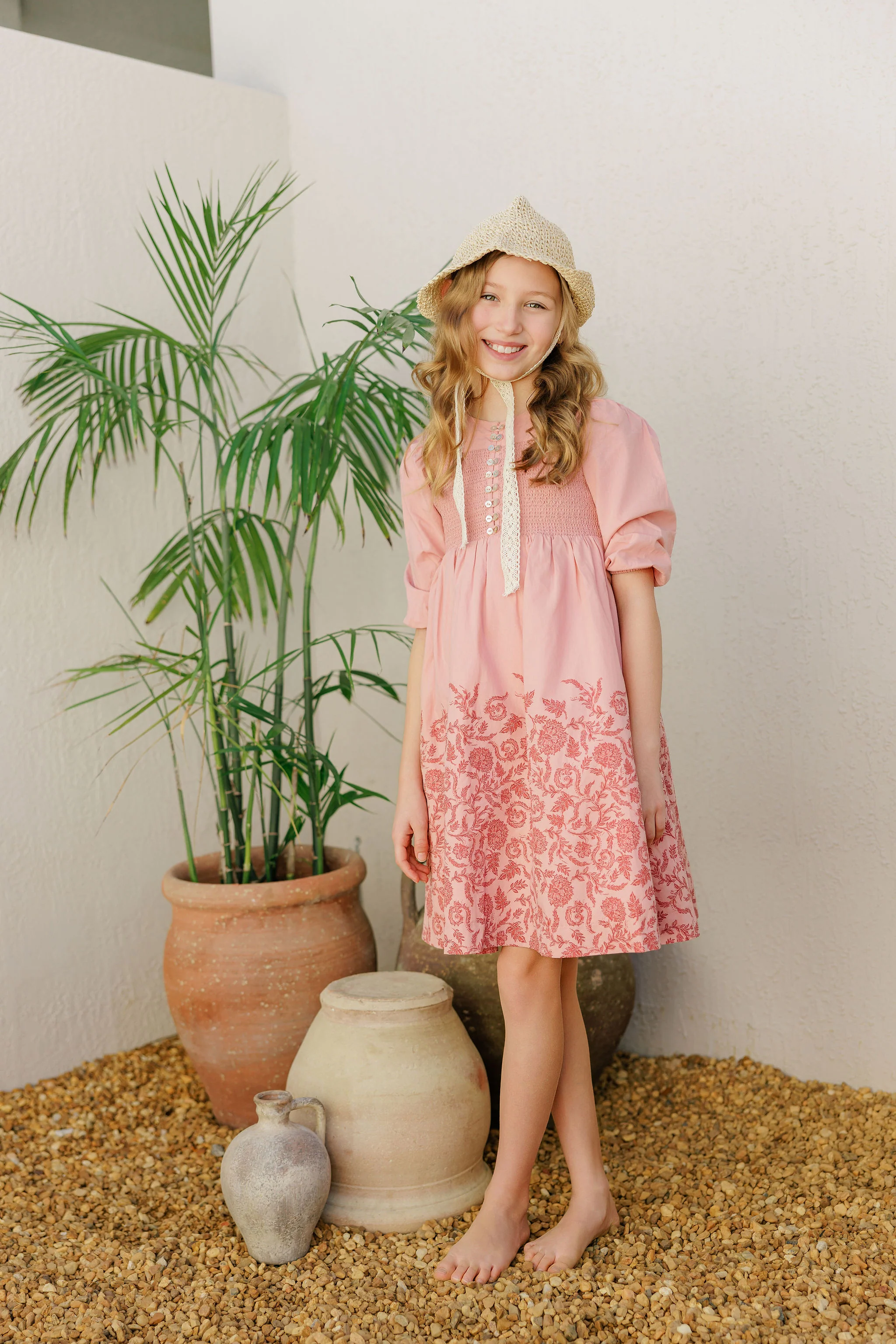 Girls Smocked Floral Dress – Pink/Red – Storybook Collection - Image 5