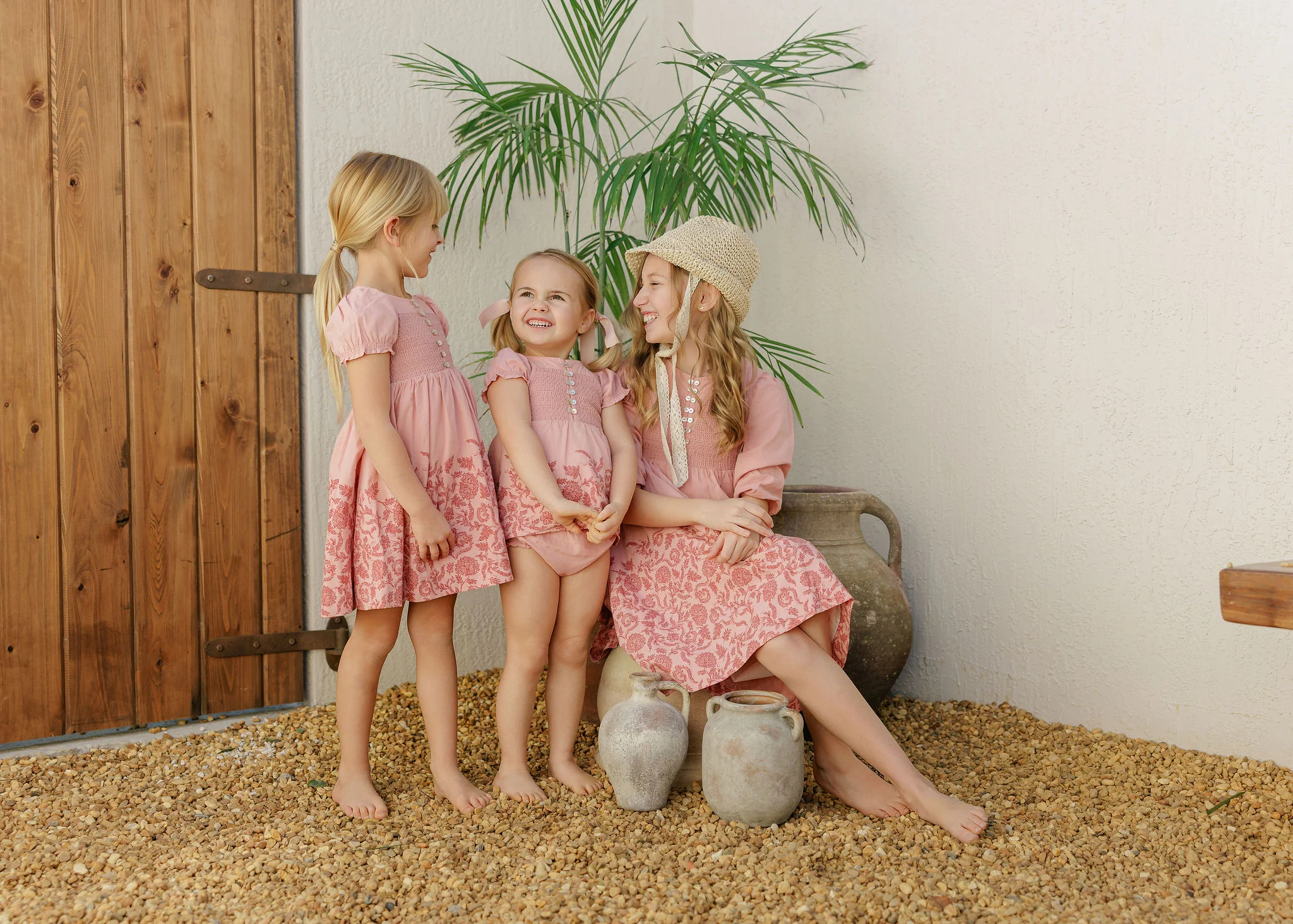 Girls Smocked Floral 2 Piece Set – Pink/Red – Storybook Collection - Image 2