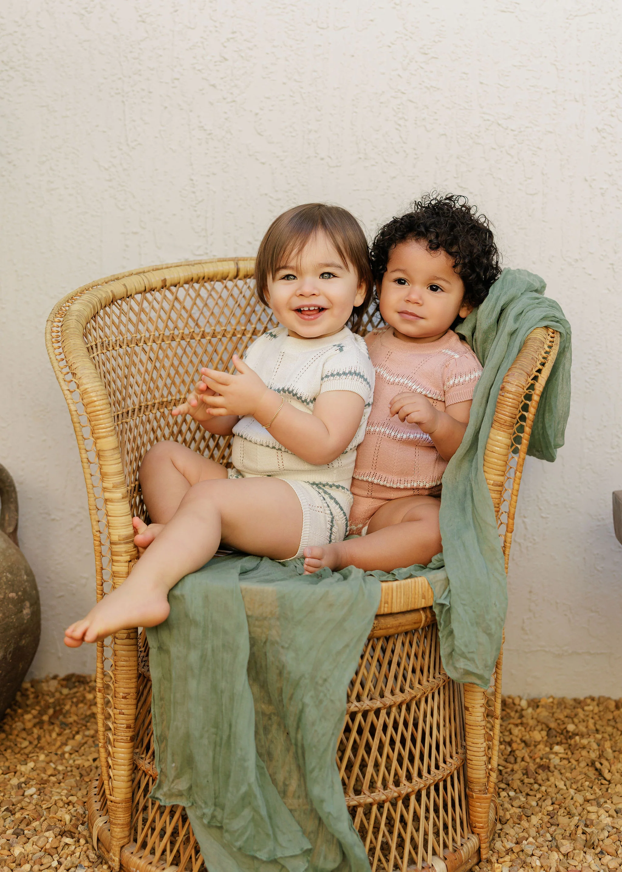 Girls Wave Knit Romper – Pink/Ivory – Holland Collection - Image 3