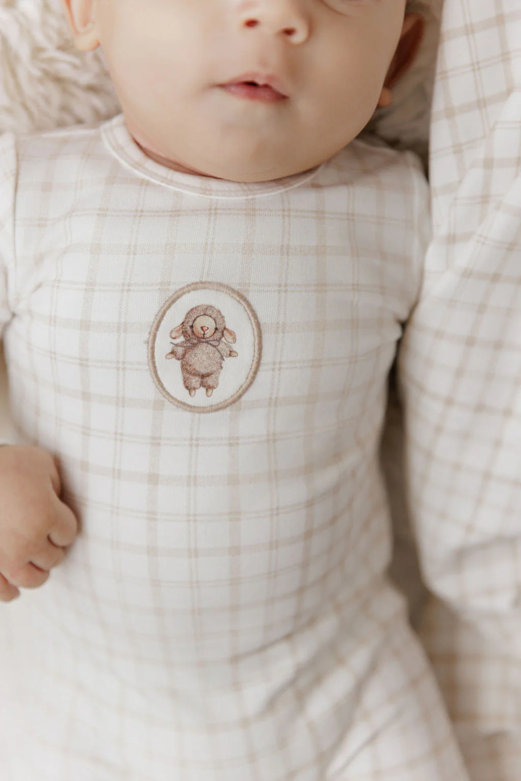 Modal French Terry Plaid Sheep Collection - Footie - Image 7