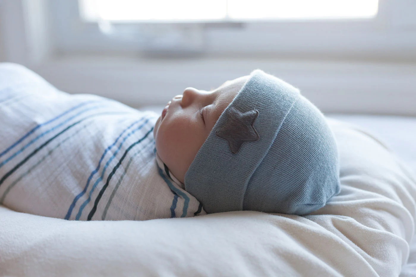 Newborn Hospital Hats - Blue & White - Image 4