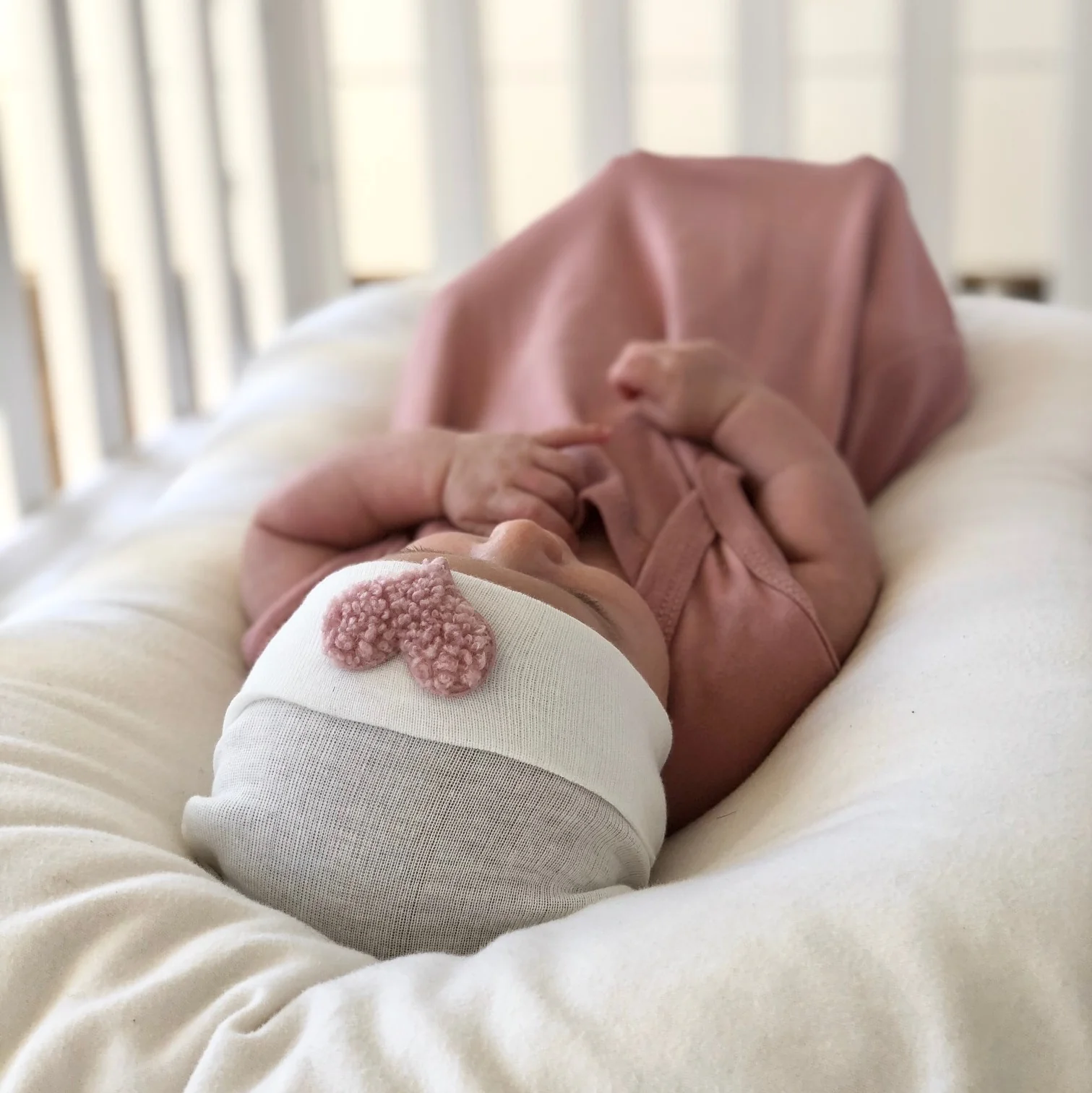 Newborn Hospital Hats - Pink & White - Image 4