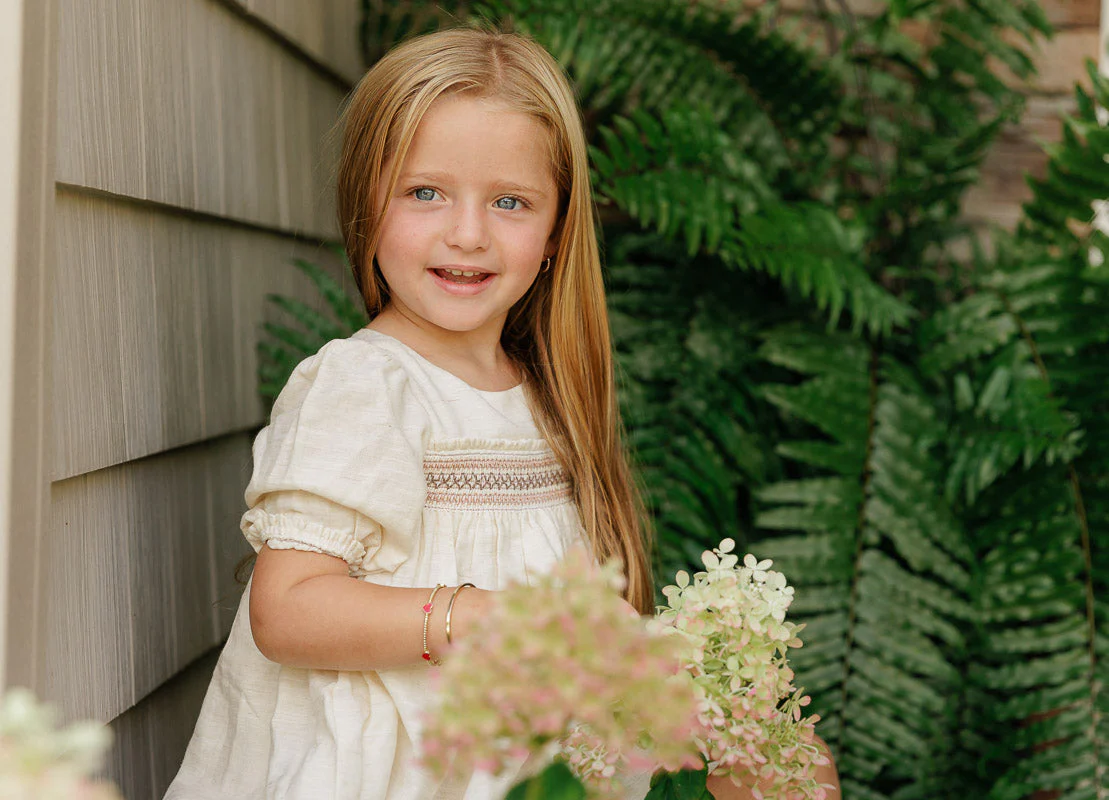 3/4 Sleeve Smocked Linen Dress – Stitch Collection - Image 4
