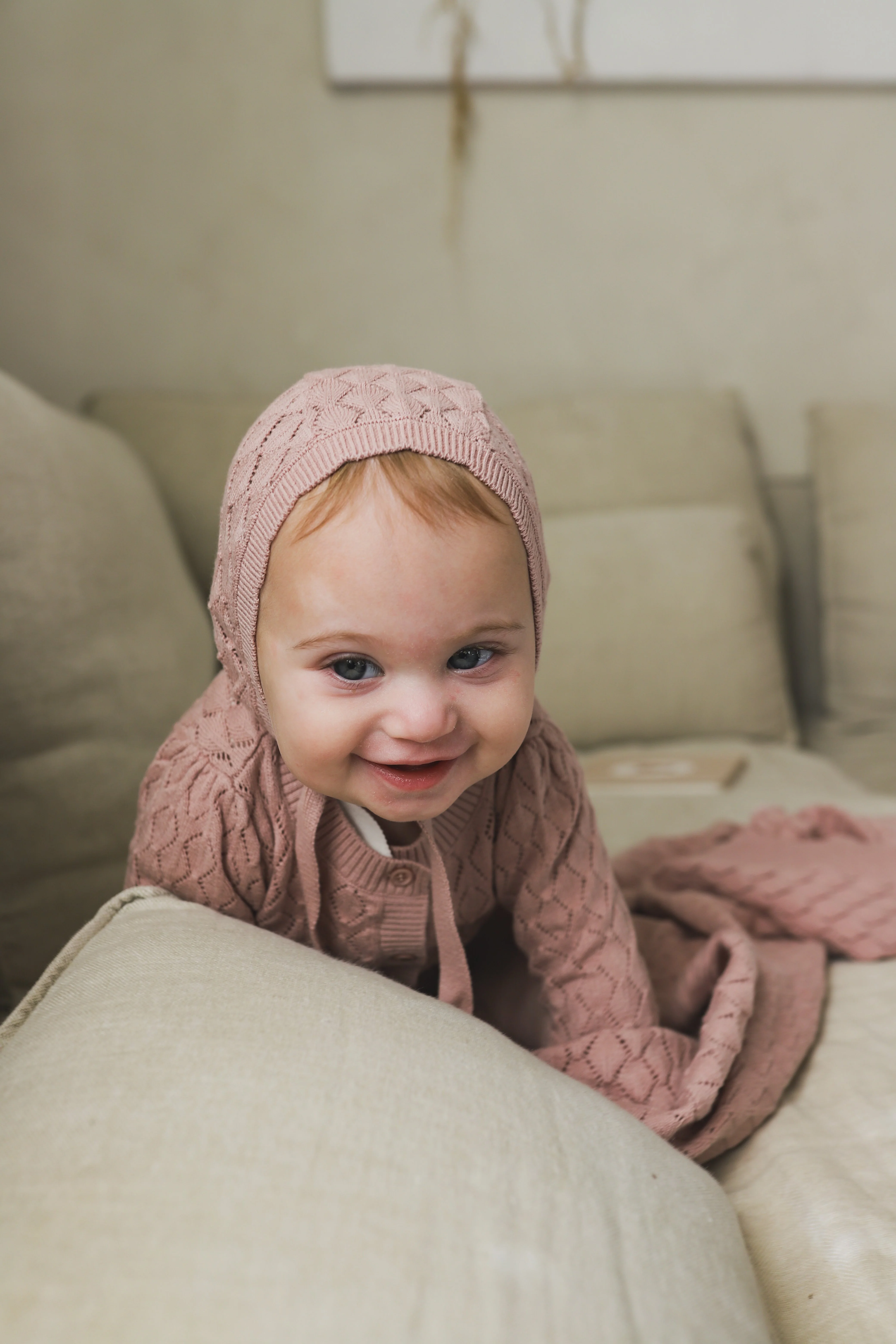 Stitch  Collection -  Diamond Pointelle Knit Blanket - Image 3