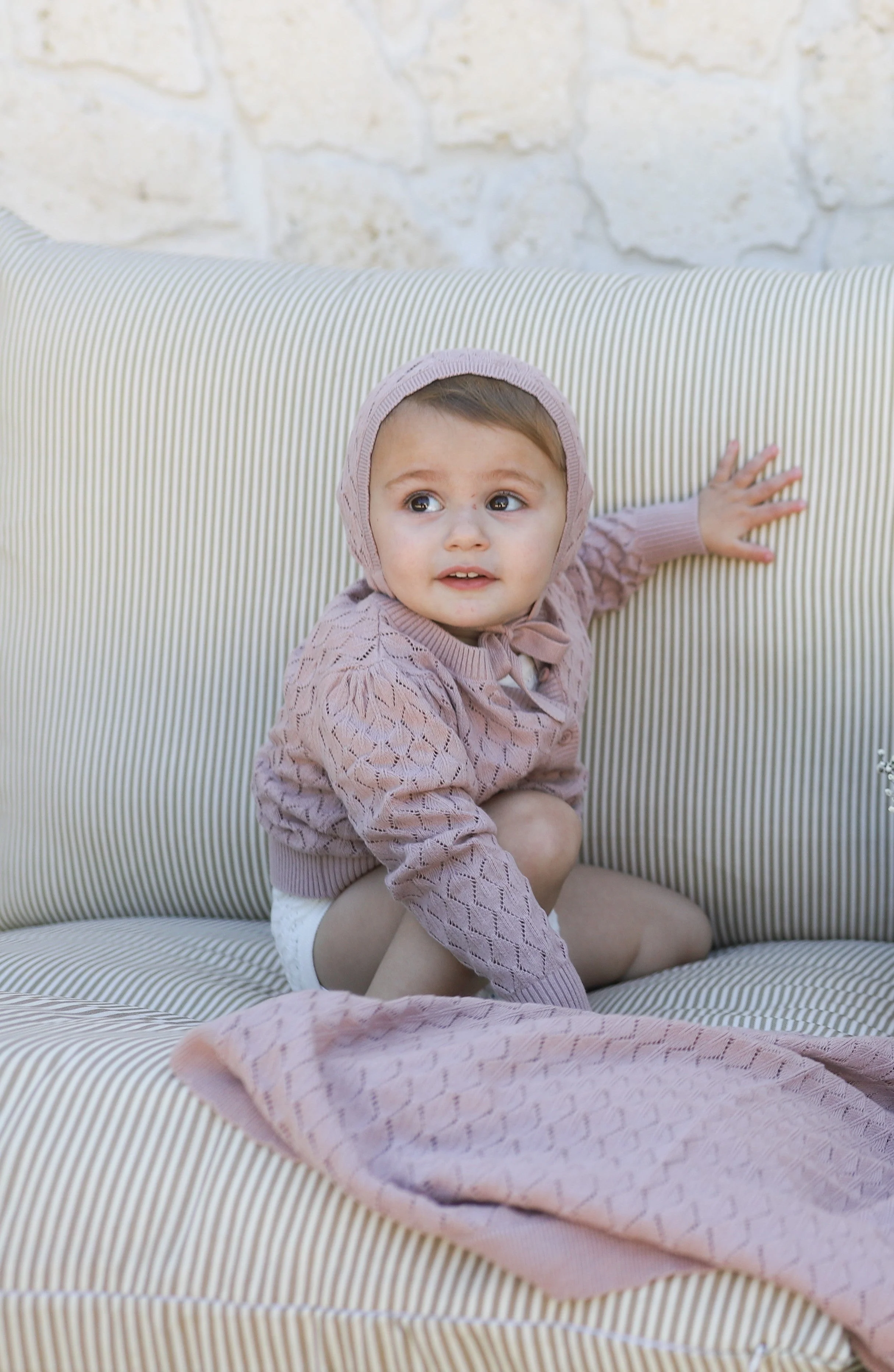 Stitch  Collection -  Diamond Pointelle Knit Blanket - Image 7
