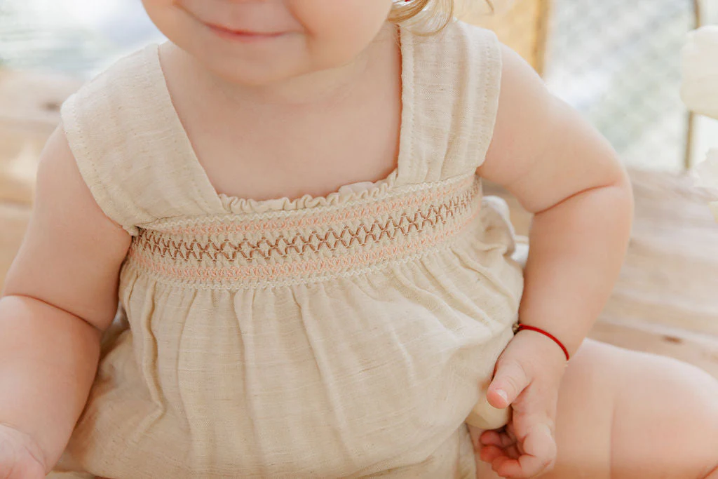 Stitch Collection - Smocked Linen Romper - Image 6