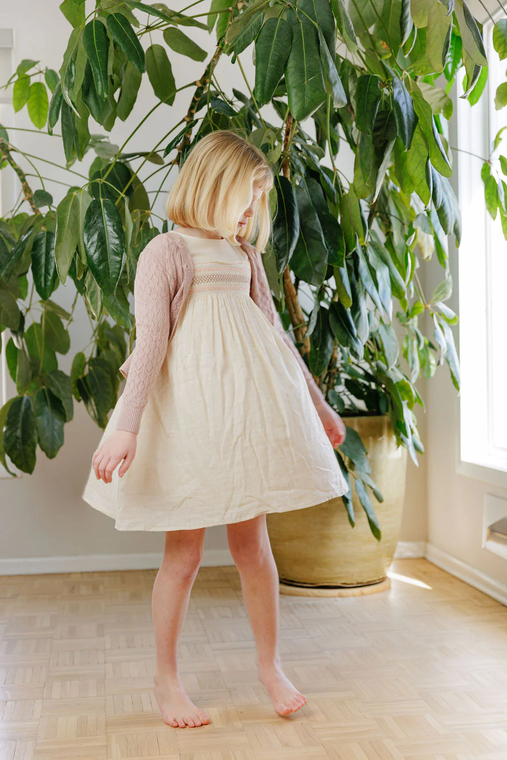 Short Sleeve Smocked Linen Dress – Stitch Collection - Image 12