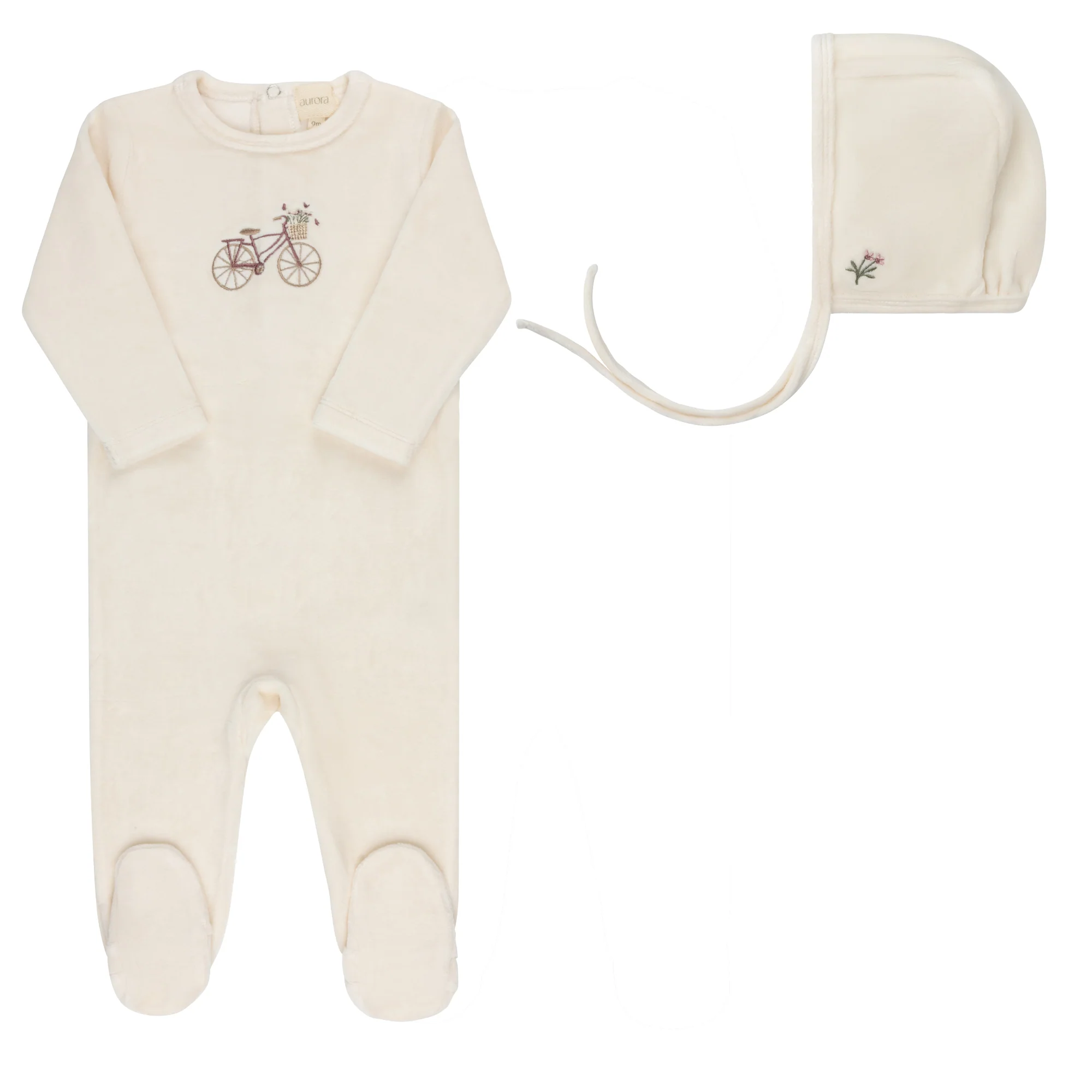 Velour Bicycle Collection - Footie + Bonnet