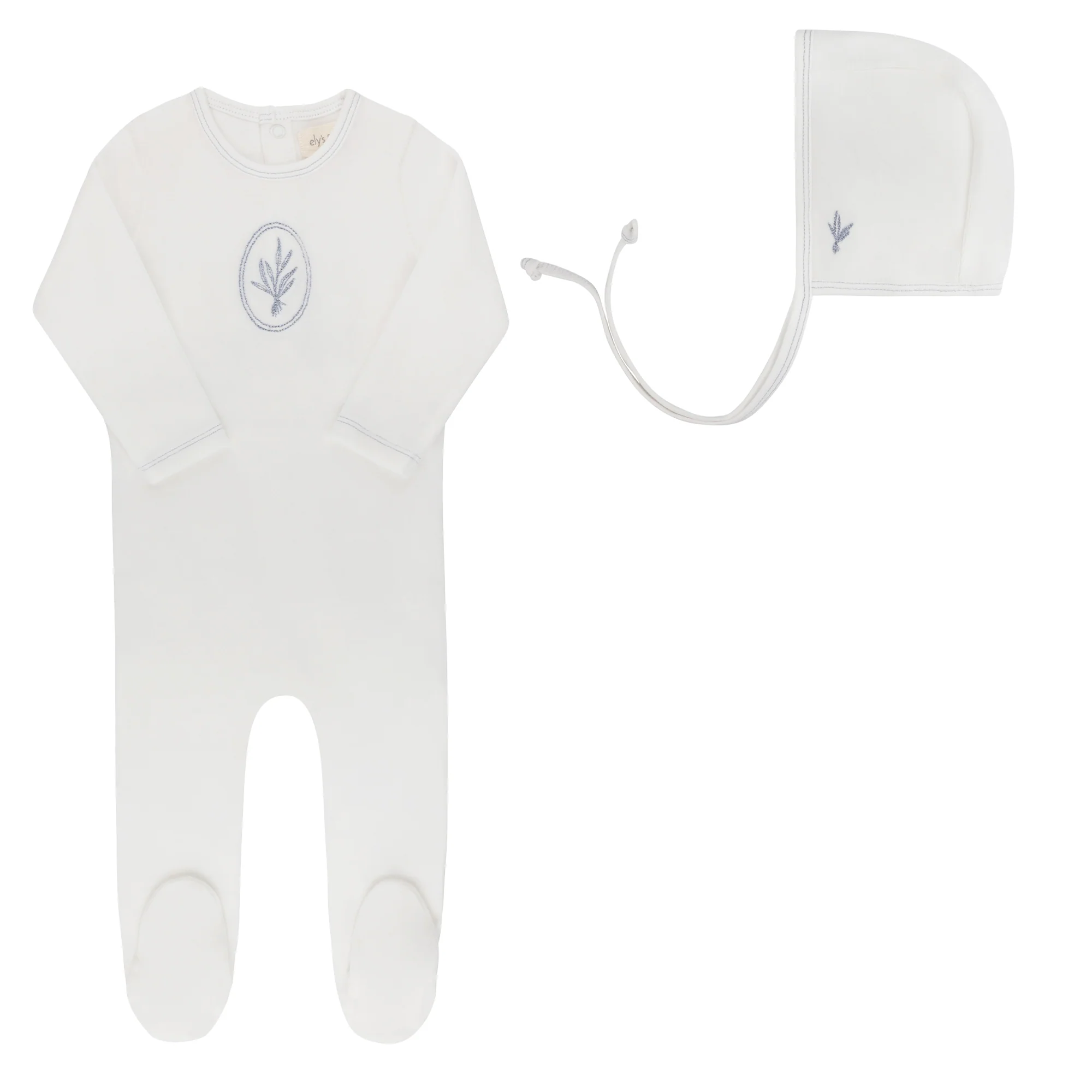 Velour Center Floral Collection - Footie + Bonnet