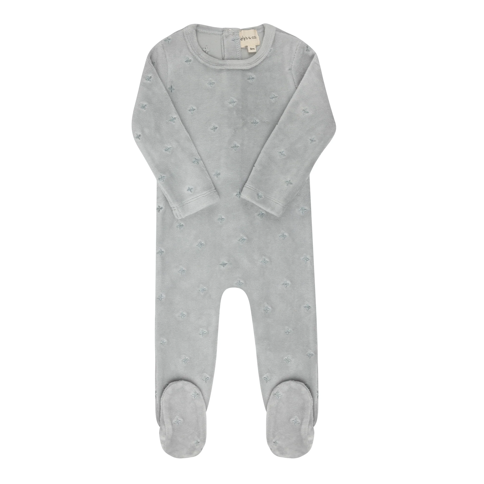 Velour Embroidered Floral Collection - Footie