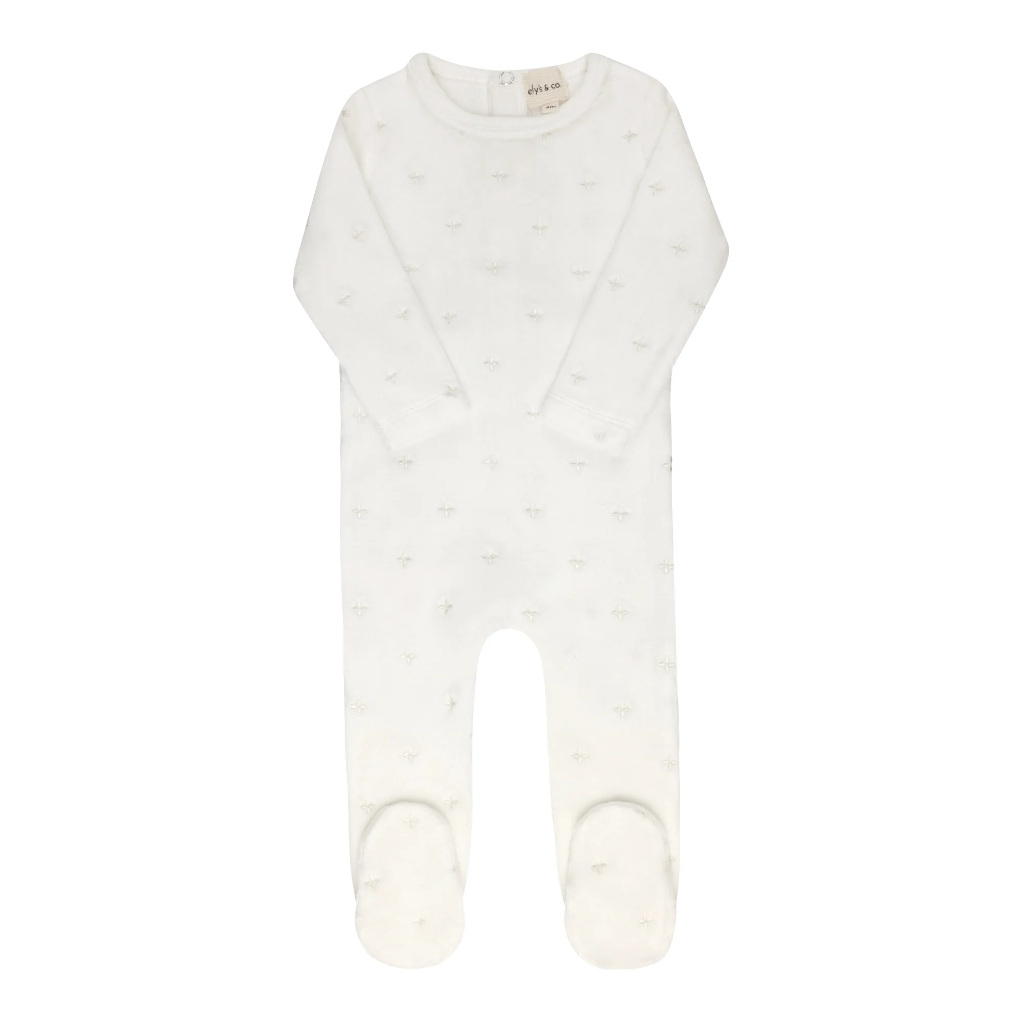 Velour Embroidered Floral Collection - Footie
