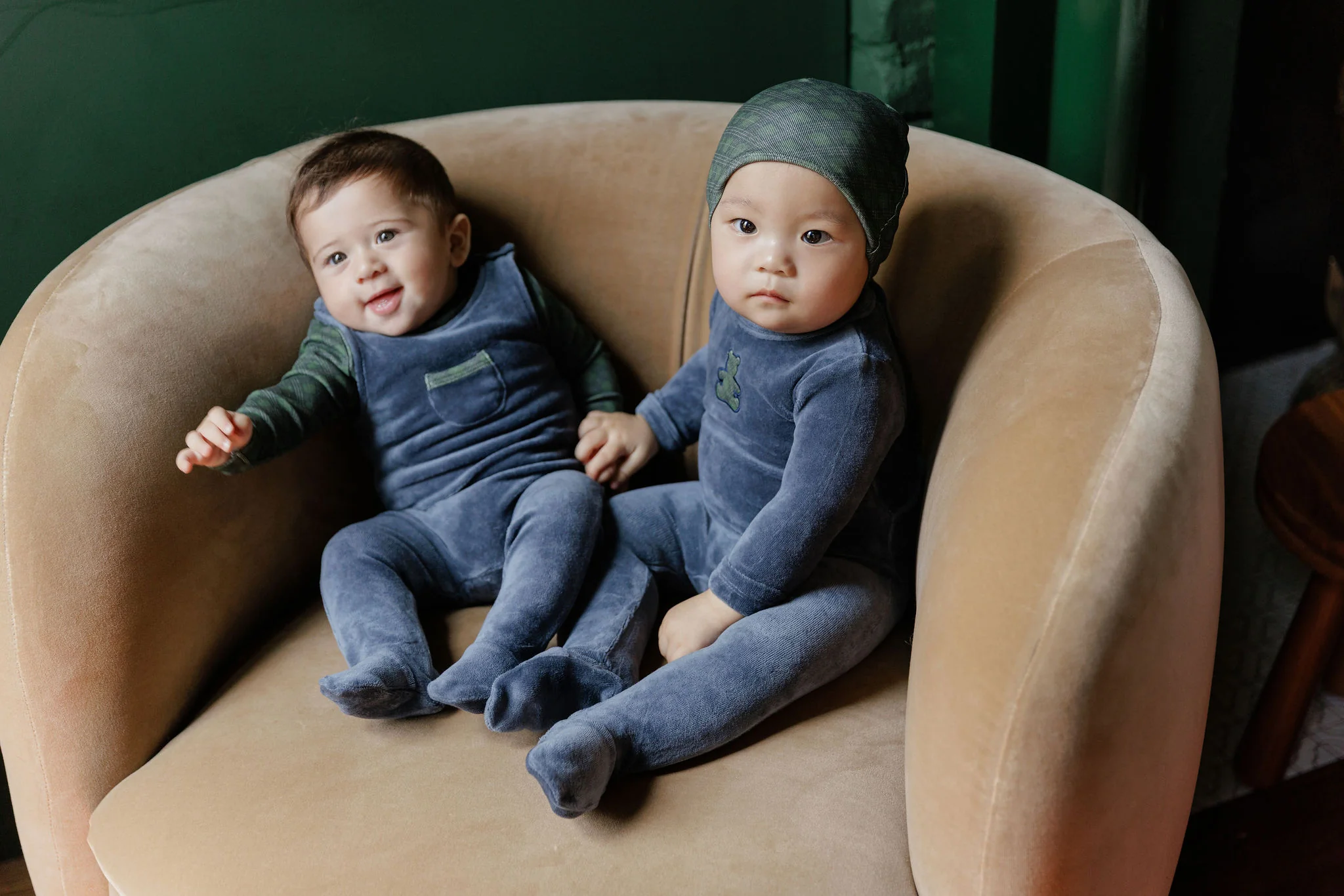 Velour Plaid Bear Collection - Overalls and Turtleneck - Image 4