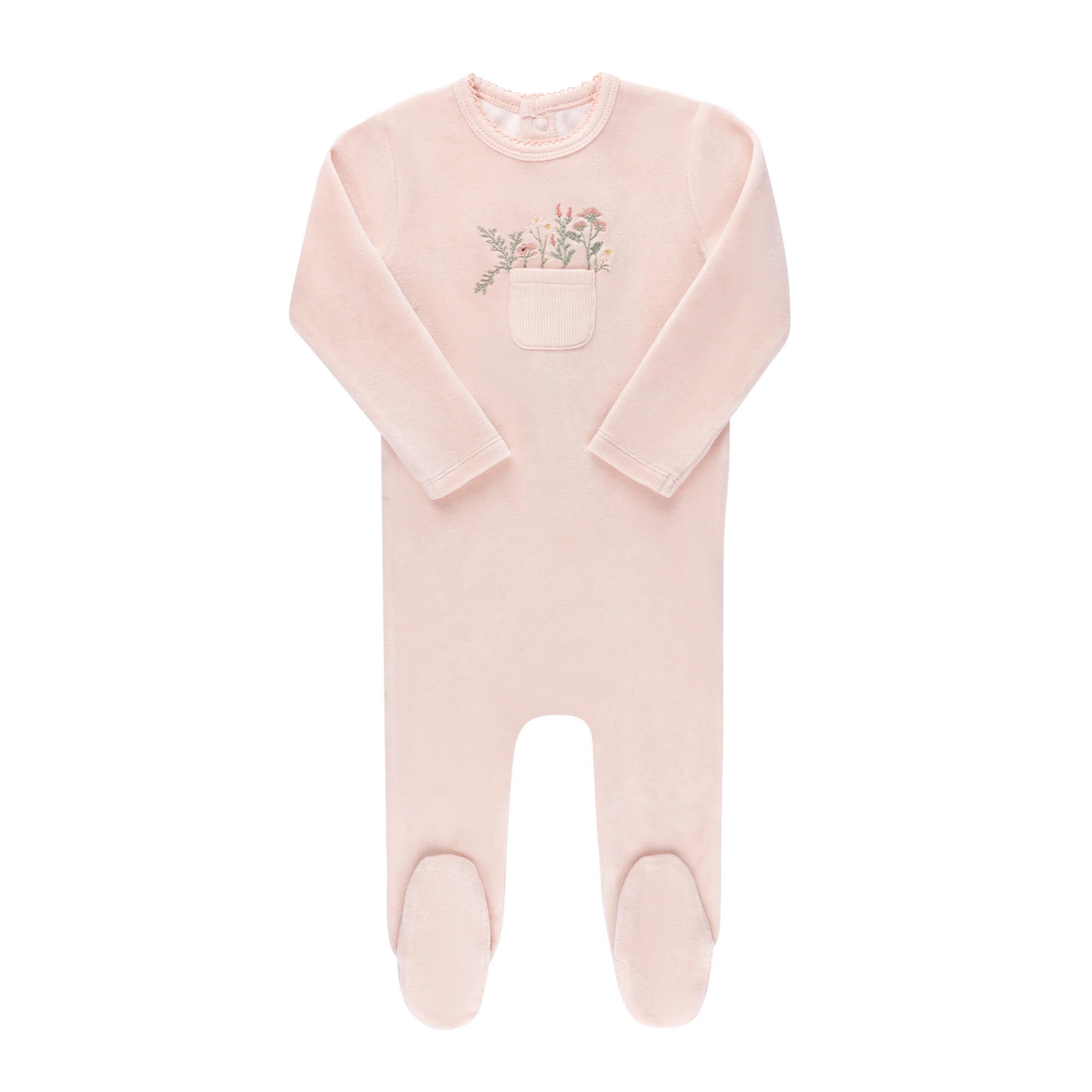 Velour Pocket Full of Flowers Collection - Footie