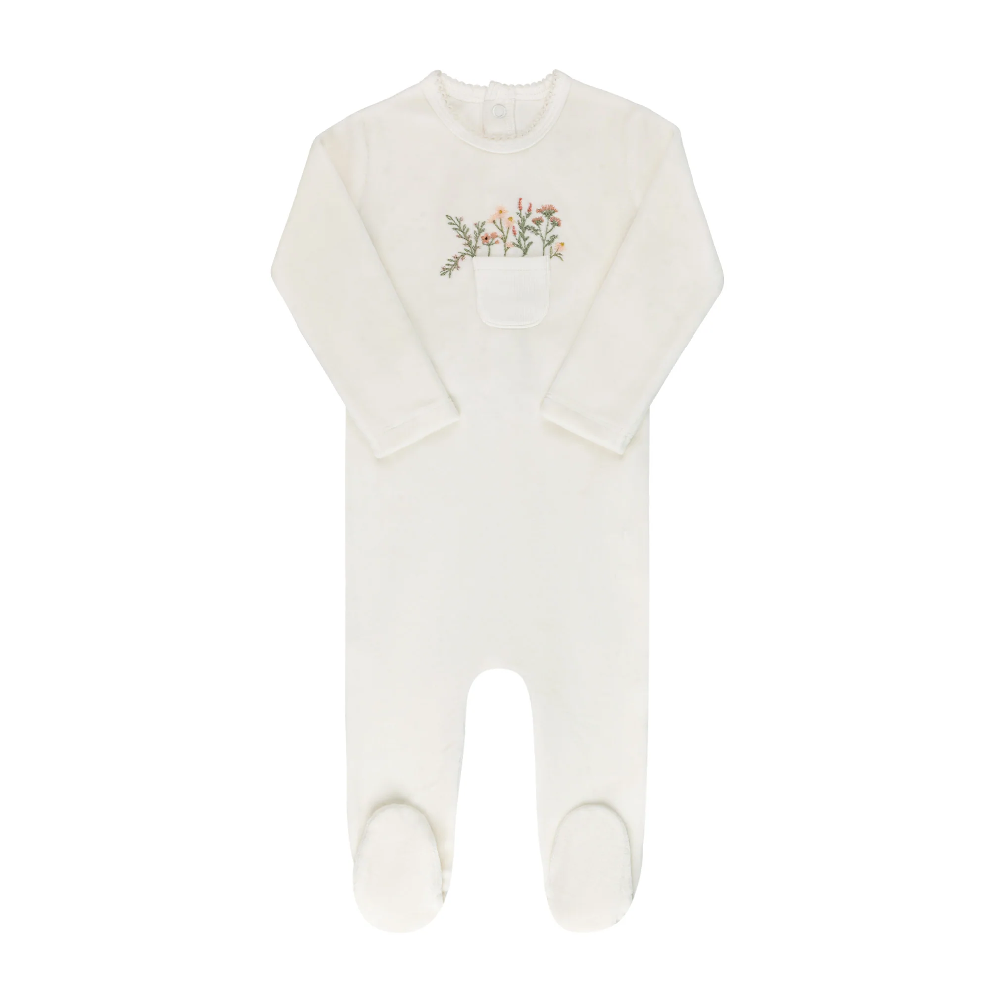 Velour Pocket Full of Flowers Collection - Footie - Image 3