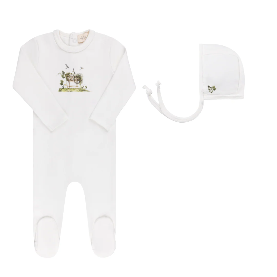 Watercolor Cradle Collection - Footie + Bonnet - Image 2